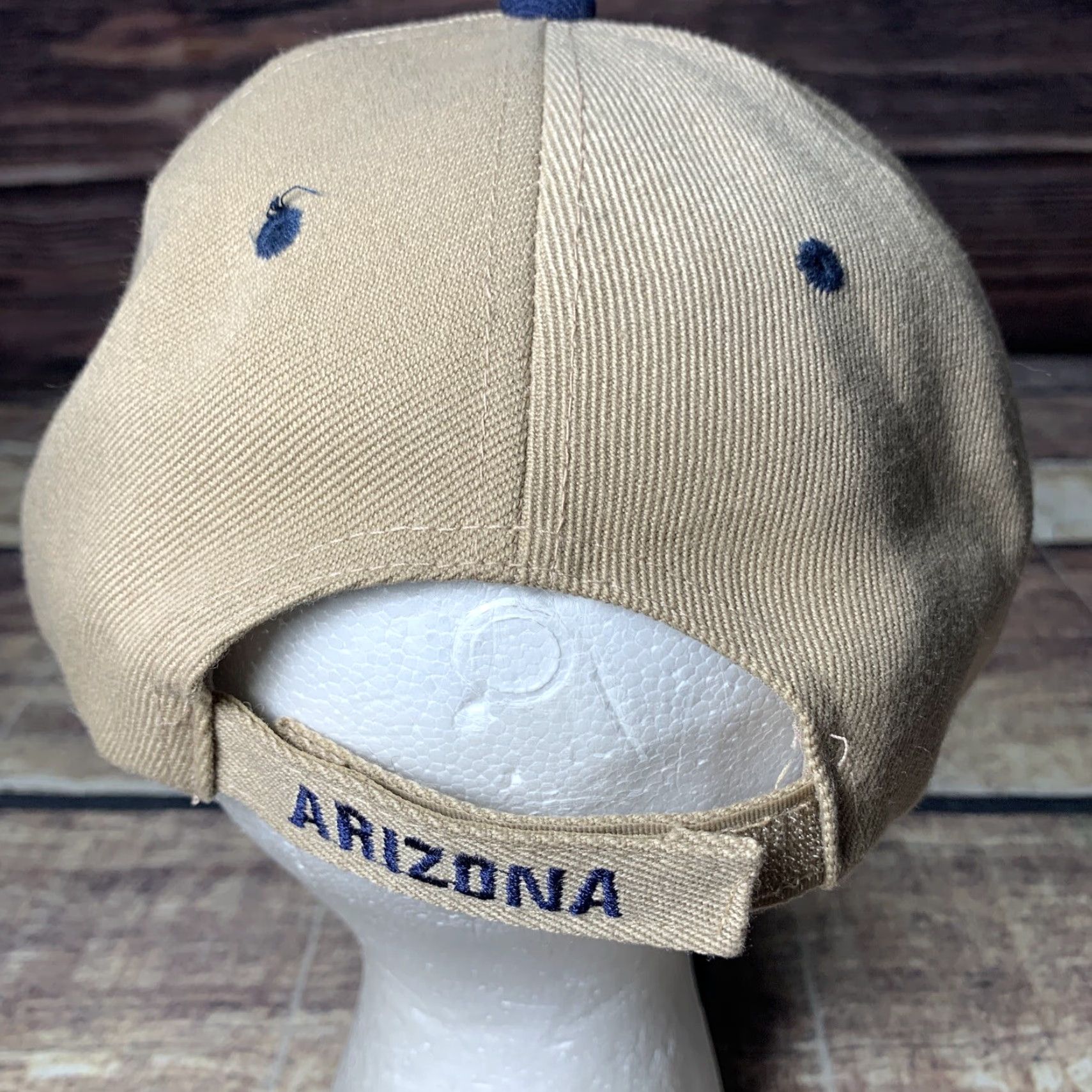 Vintage Arizona Cap Hat Tan Raised Letters Embroidered Hook Loop Adjustable - Men One Size Brown Baseball Cap Size ONE SIZE - 3 Thumbnail