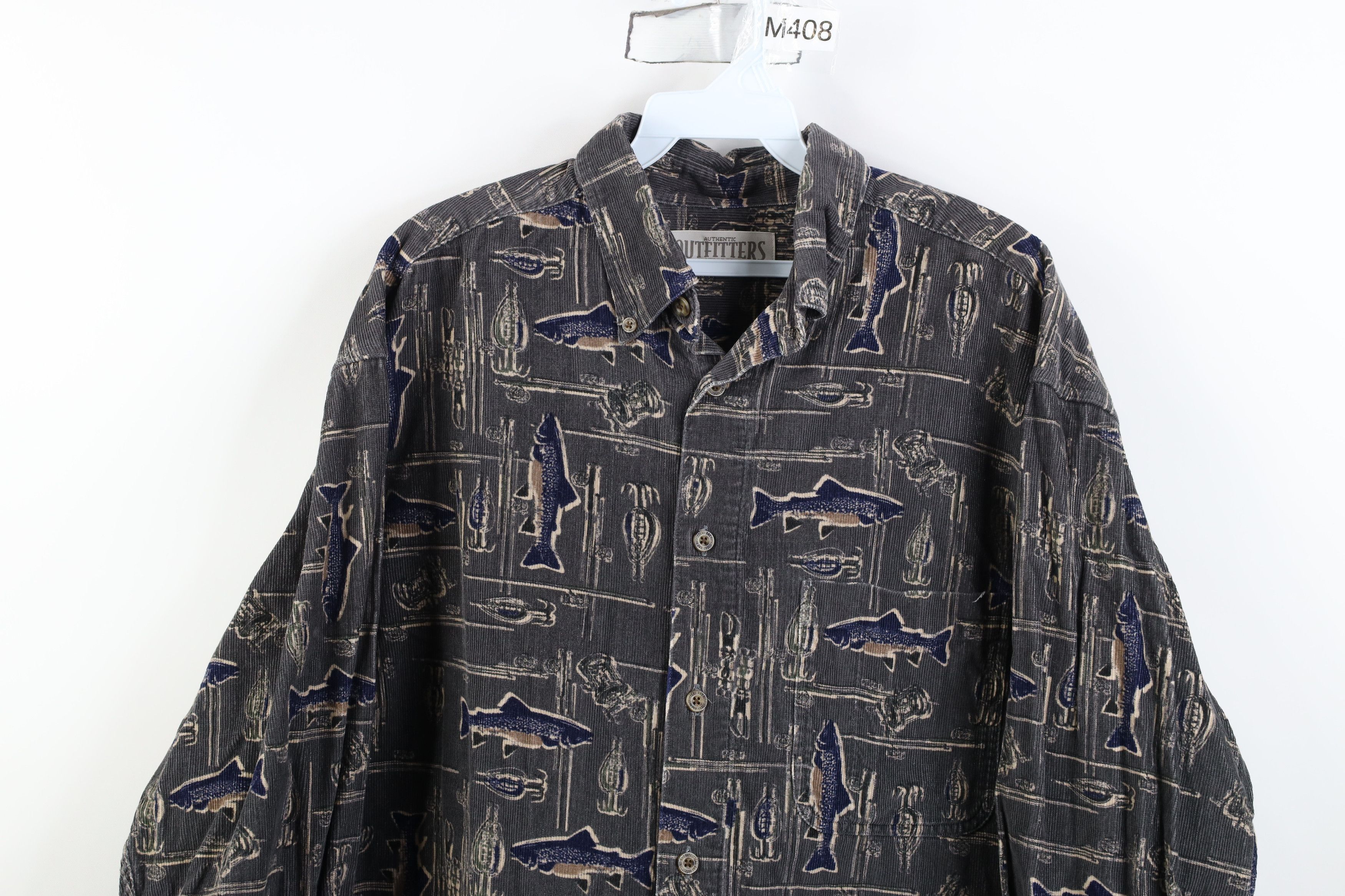 Vintage Vintage 90s Y2K Streetwear Print Corduroy Button Down Shirt Size US L / EU 52-54 / 3 - 2 Thumbnail