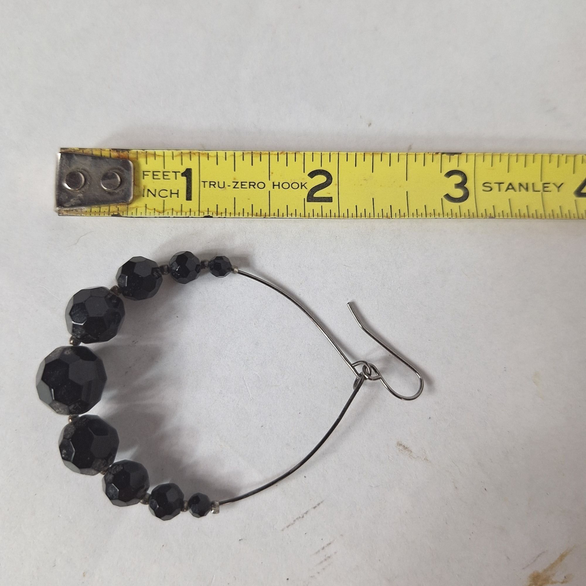 Other Vintage Black Faceted Bead Hoop Earrings Boho Chic Dark Acad Size ONE SIZE - 3 Thumbnail