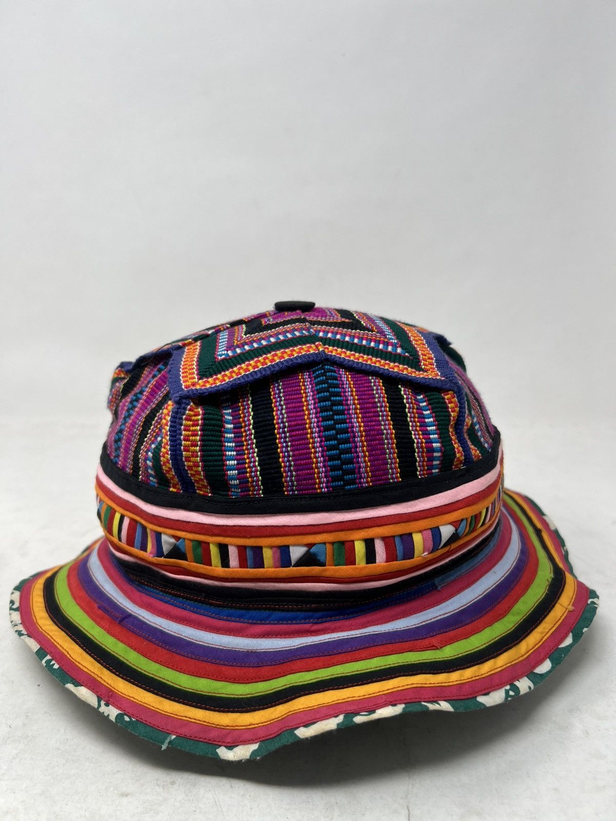 If Six Was Nine Hippie Hobo Patchwork Woven Geometric Hat Cap Size ONE SIZE - 4 Thumbnail
