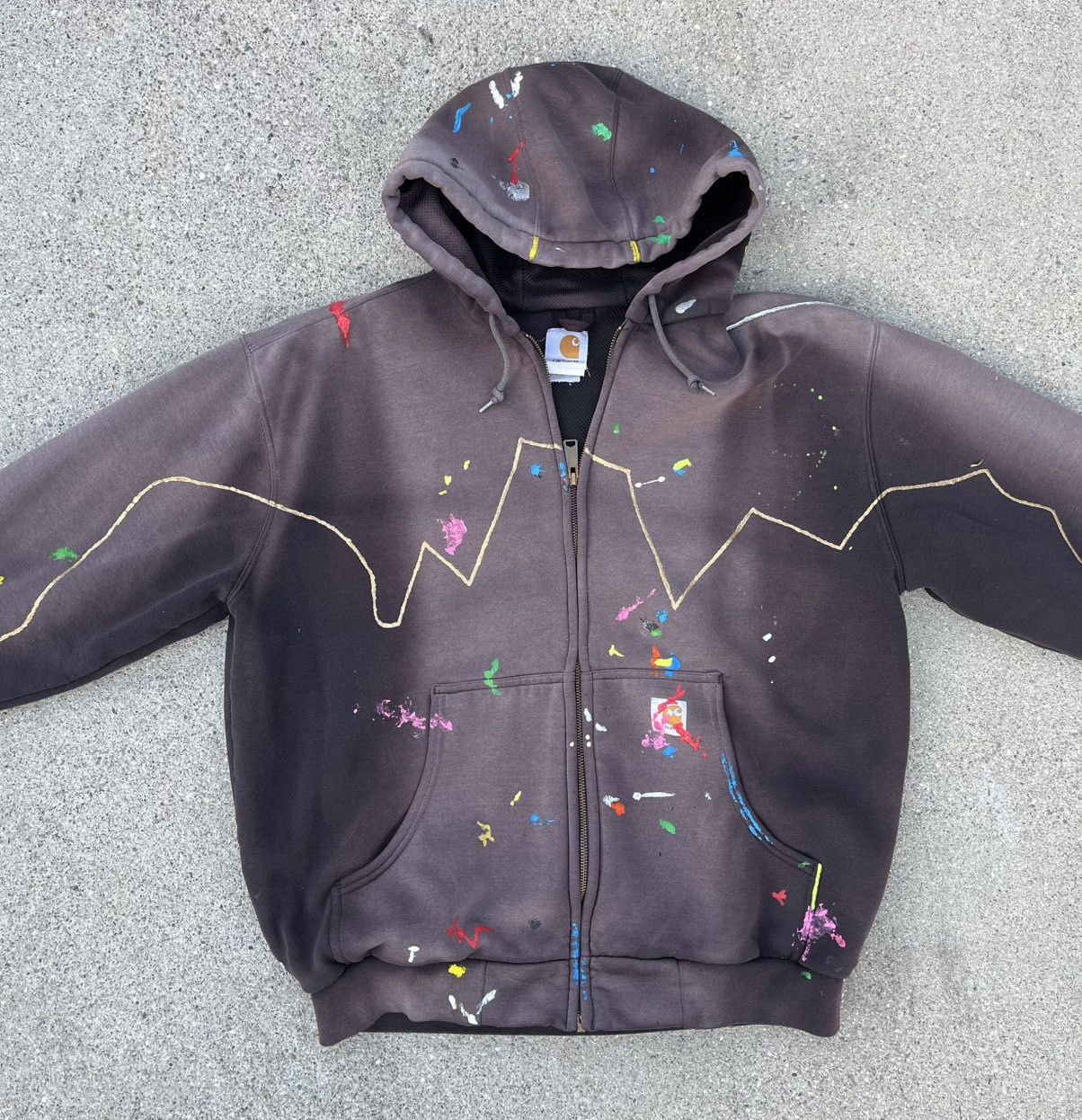 Carhartt Custom Carhartt Thermal Zip Up Hoodie Sun Fade Distressed Size US L / EU 52-54 / 3 - 10 Thumbnail