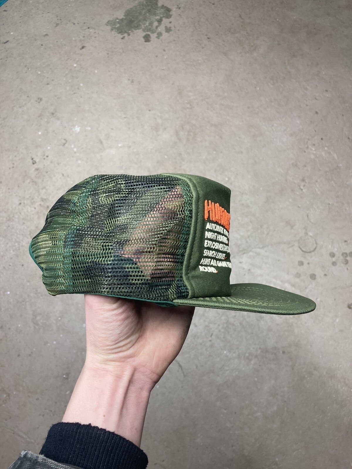 Vintage Vintage 80s camo trucker hat hunting license funny mesh USA Size ONE SIZE - 3 Thumbnail
