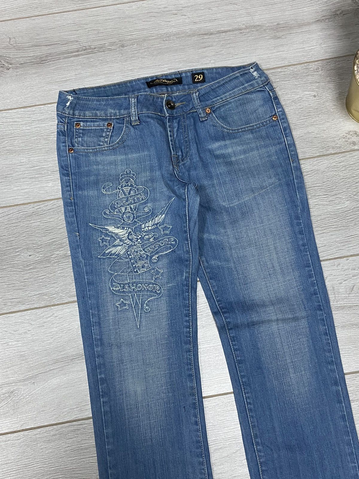 Ed Hardy Ed Hardy big logo vintage denim jeans Size 29" - 4 Thumbnail