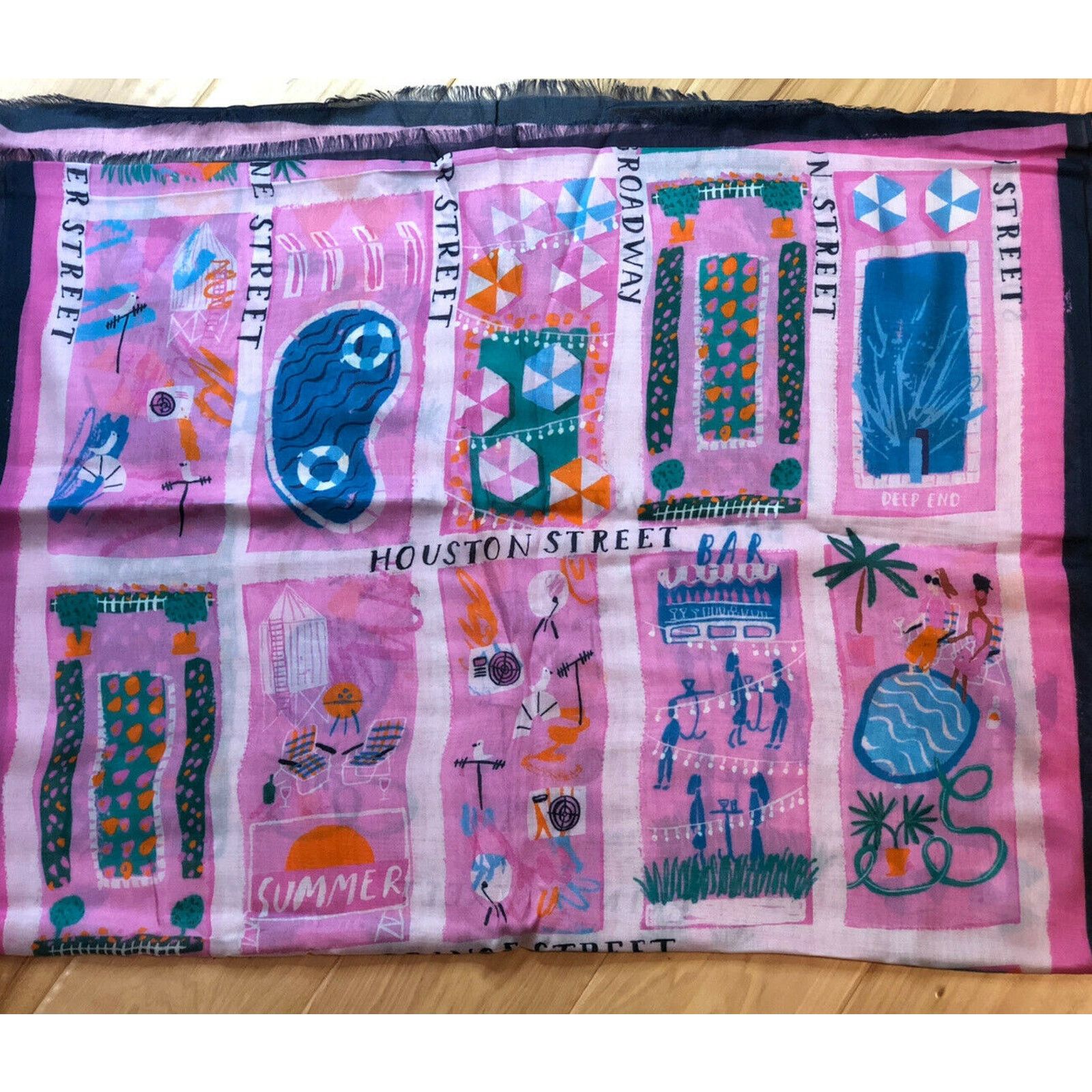 Kate Spade Kate Spade Rooftop Scene Scarf Long 27"x 79" Cozy Cats new Size ONE SIZE - 5 Thumbnail