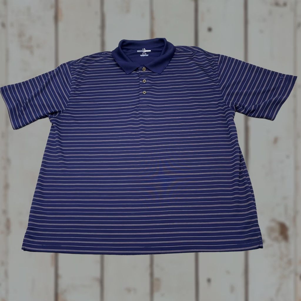 Vintage VINTAGE Grand Slam Polo Shirt Men XL Blue Gray Striped Short Sleeve Golf 6798 Size US XL / EU 56 / 4 - 1 Thumbnail