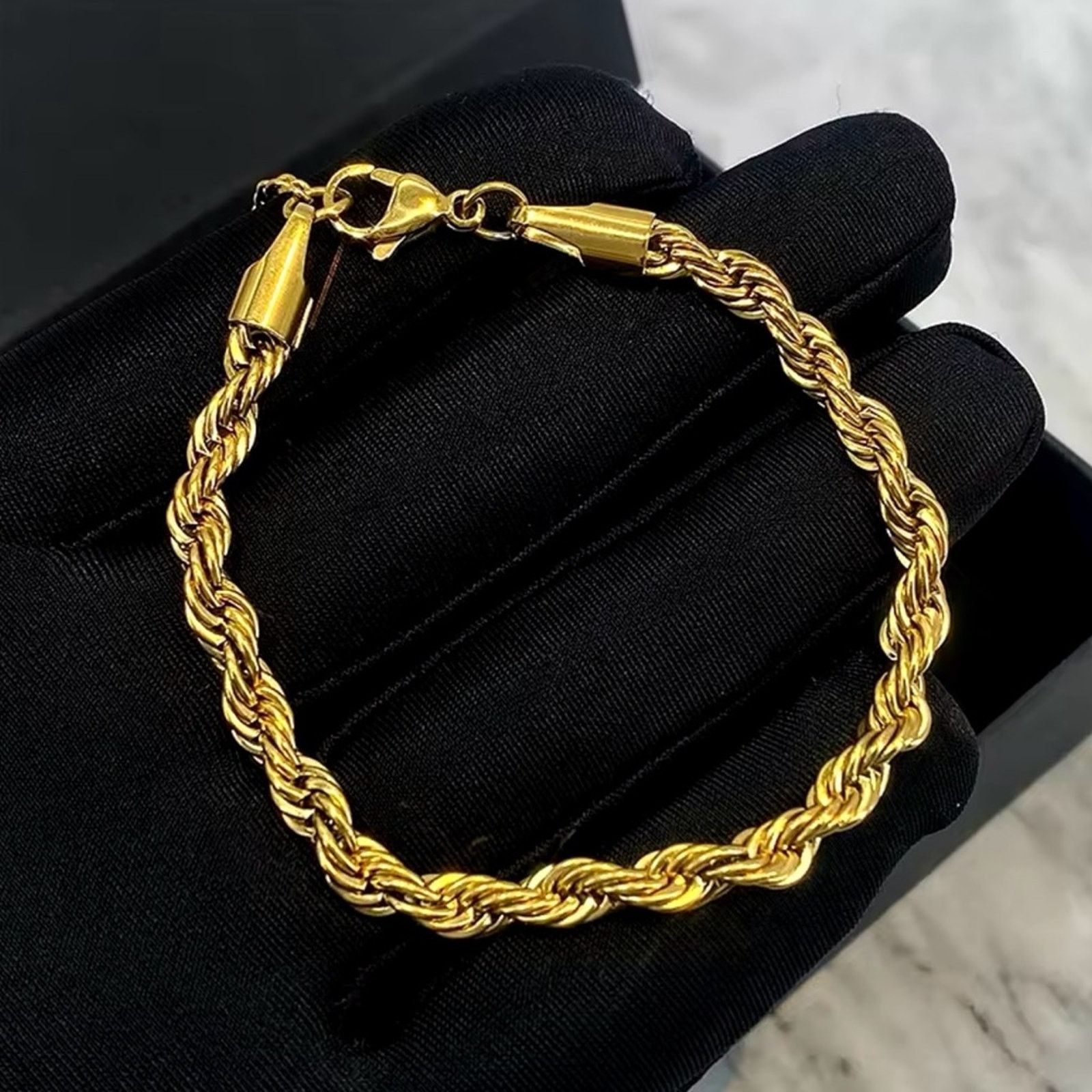 Other 5mm Stainless Steel Twisted Rope Chain Bracelets for Men Size ONE SIZE - 1 Thumbnail