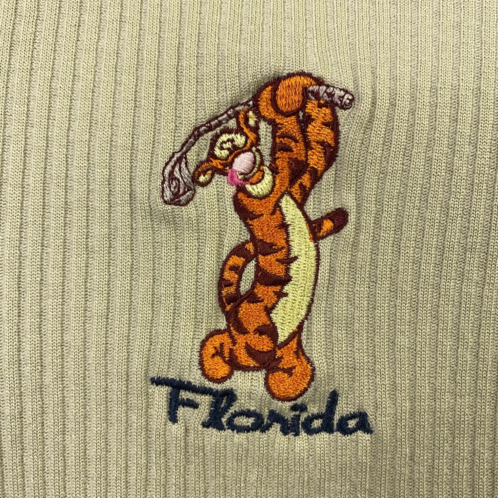 Disney VINTAGE Disney Pooh Shirt Mens L Beige Ribbed Golf Polo Tigger Florida 80s 90s Polo Shirt Mens Beige Disney Embroidered Golf Shirt Size US L / EU 52-54 / 3 - 4 Thumbnail