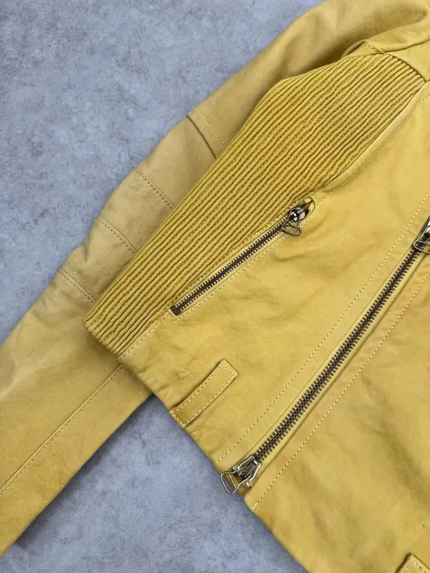 Balmain AW2012 Pierre Balmain Yellow Perfecto Leather Biker Jacket Size S / US 4 / IT 40 - 7 Thumbnail