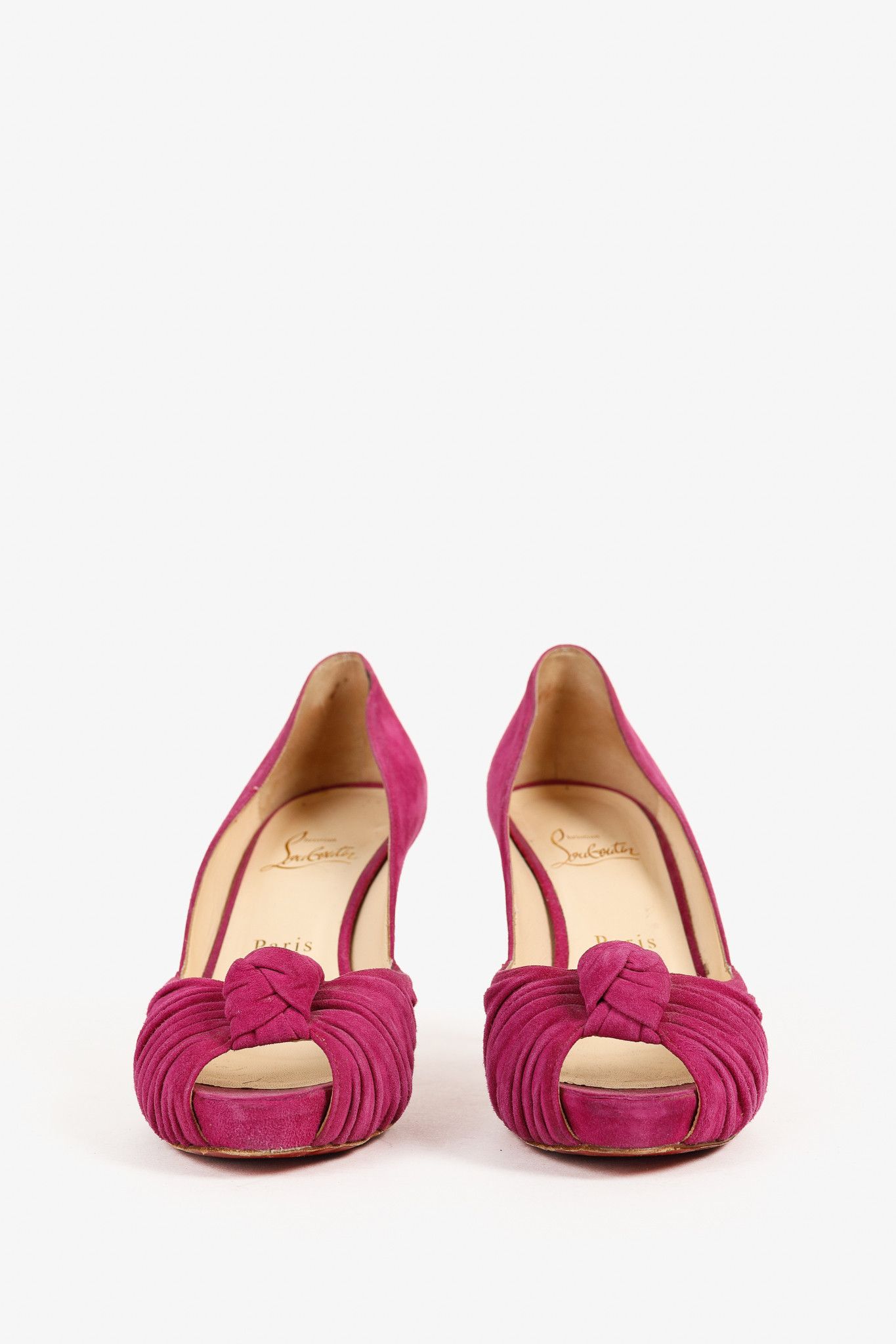 Christian Louboutin Christian Louboutin Lady Gres Pink Knotted Suede Pumps Size US 7.5 / IT 37.5 - 2 Thumbnail
