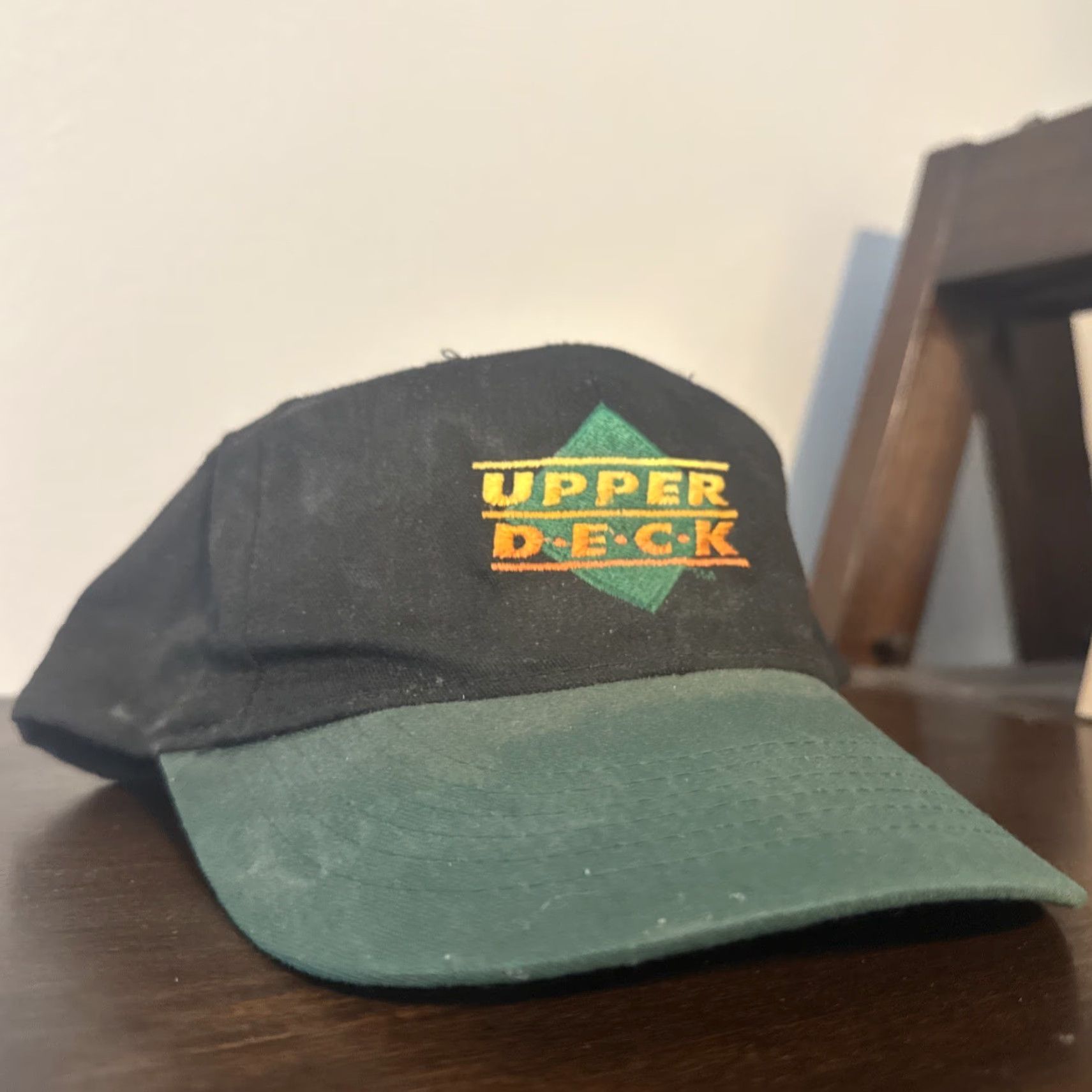 Vintage VINTAGE Snapback Upper Deck Baseball Cards Hat Cap Green & Black 90s Men One Size Black SnapBack Size ONE SIZE - 2 Thumbnail
