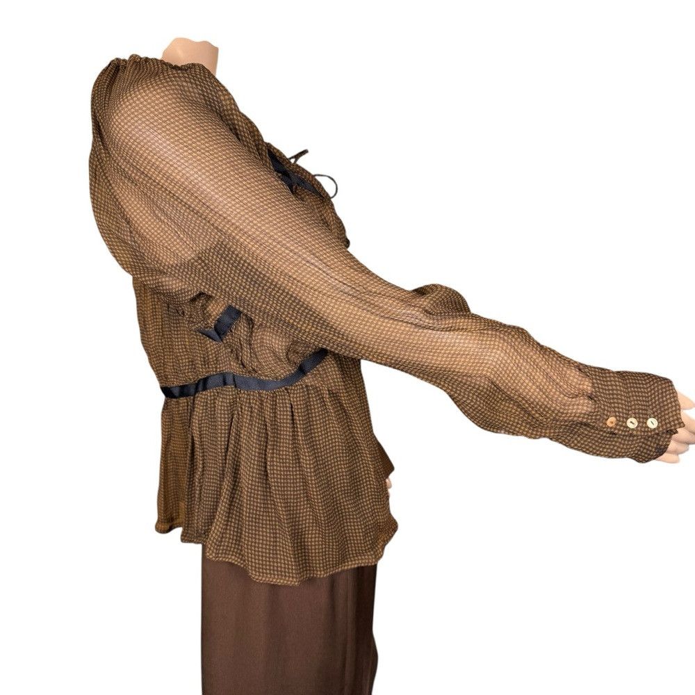 Other Ipse Gazebo Silk Long Sleeve Gingham Print Brown Blouse Mad Size S / US 4 / IT 40 - 3 Thumbnail