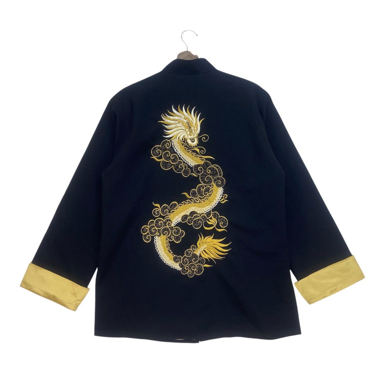 Japanese Brand 100% Silk Japanese Traditional Wear Gold Dragon Embroidered Size US M / EU 48-50 / 2 - 1 Thumbnail