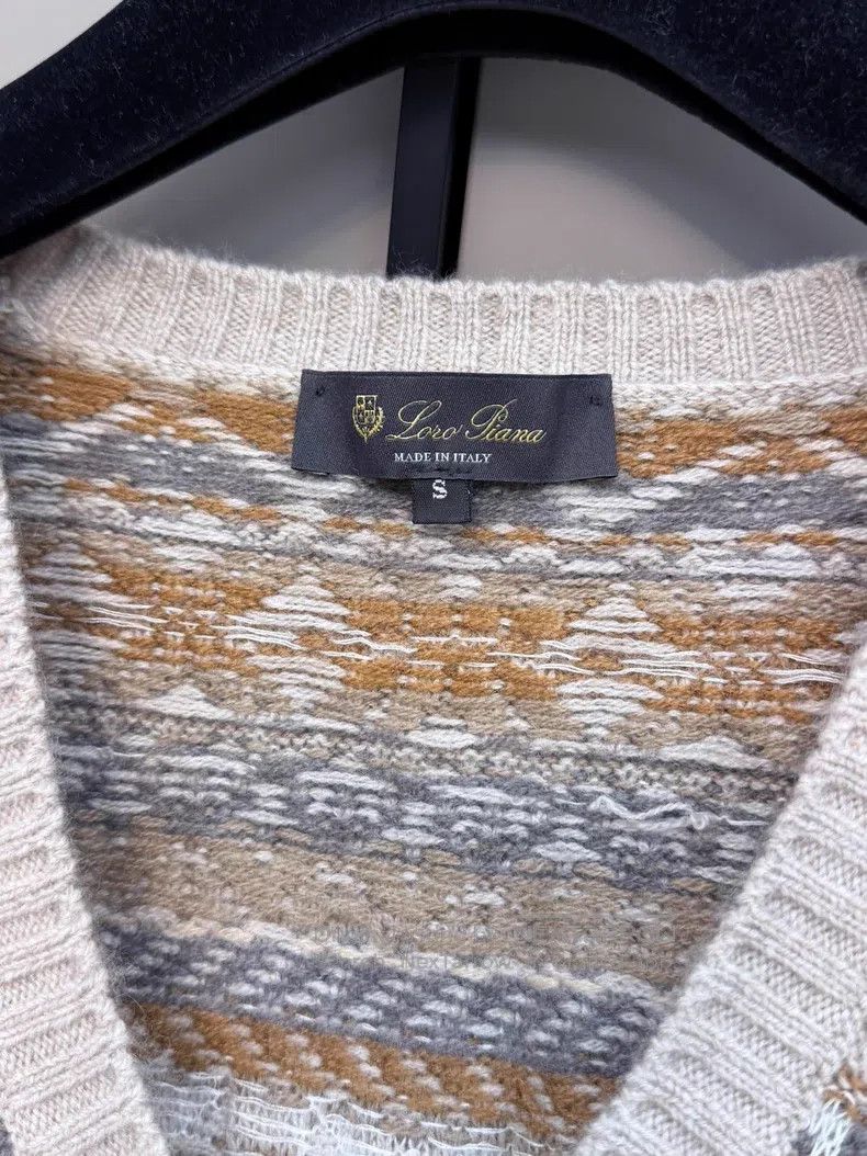 Loro Piana Loro Piana Fair Isle Cashmere V Neck Sweater Size S / US 4 / IT 40 - 2 Thumbnail