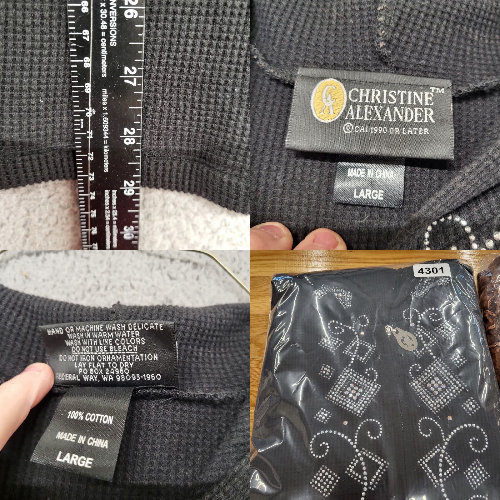 Swarovski Christine Alexander Jacket Women's Large Black Hooded Swarovski Crystals Studs Size L / US 10 / IT 46 - 9 Thumbnail