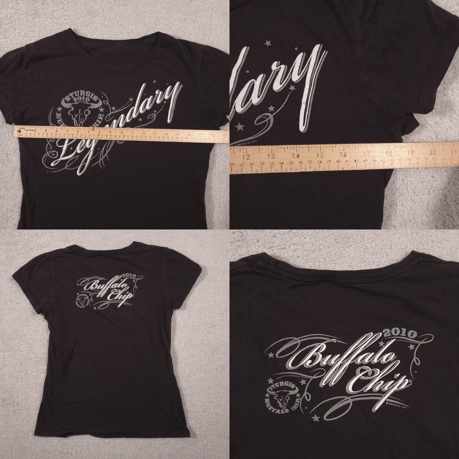 Vintage Sturgis Buffalo Chip Shirt Womens Small Black Legendary 2010 Motorcycle Tee Top Size S / US 4 / IT 40 - 8 Thumbnail