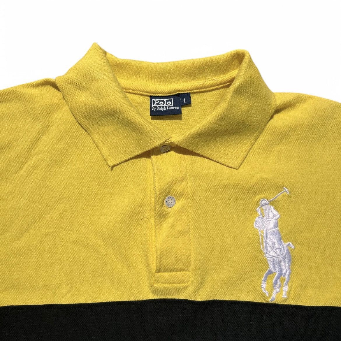 Polo Ralph Lauren × Vintage Ralph Lauren Polo Mens L Big Pony Yellow Black/White Stripes Size US L / EU 52-54 / 3 - 4 Thumbnail