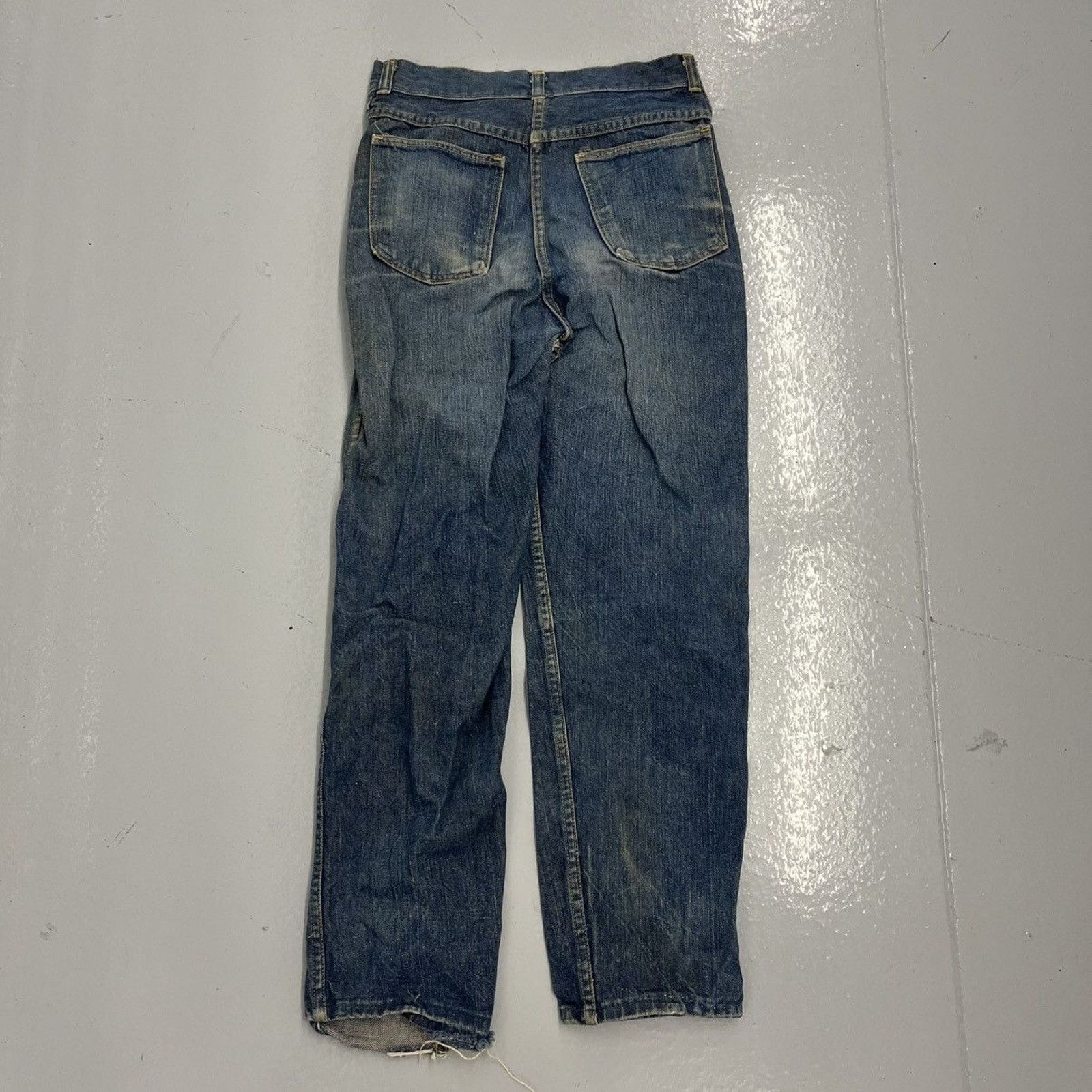 Other Vintage 60s Blue Denim Slim Leg Workwear Jeans 24x27 Size 24" / US 00 / IT 34 - 4 Thumbnail