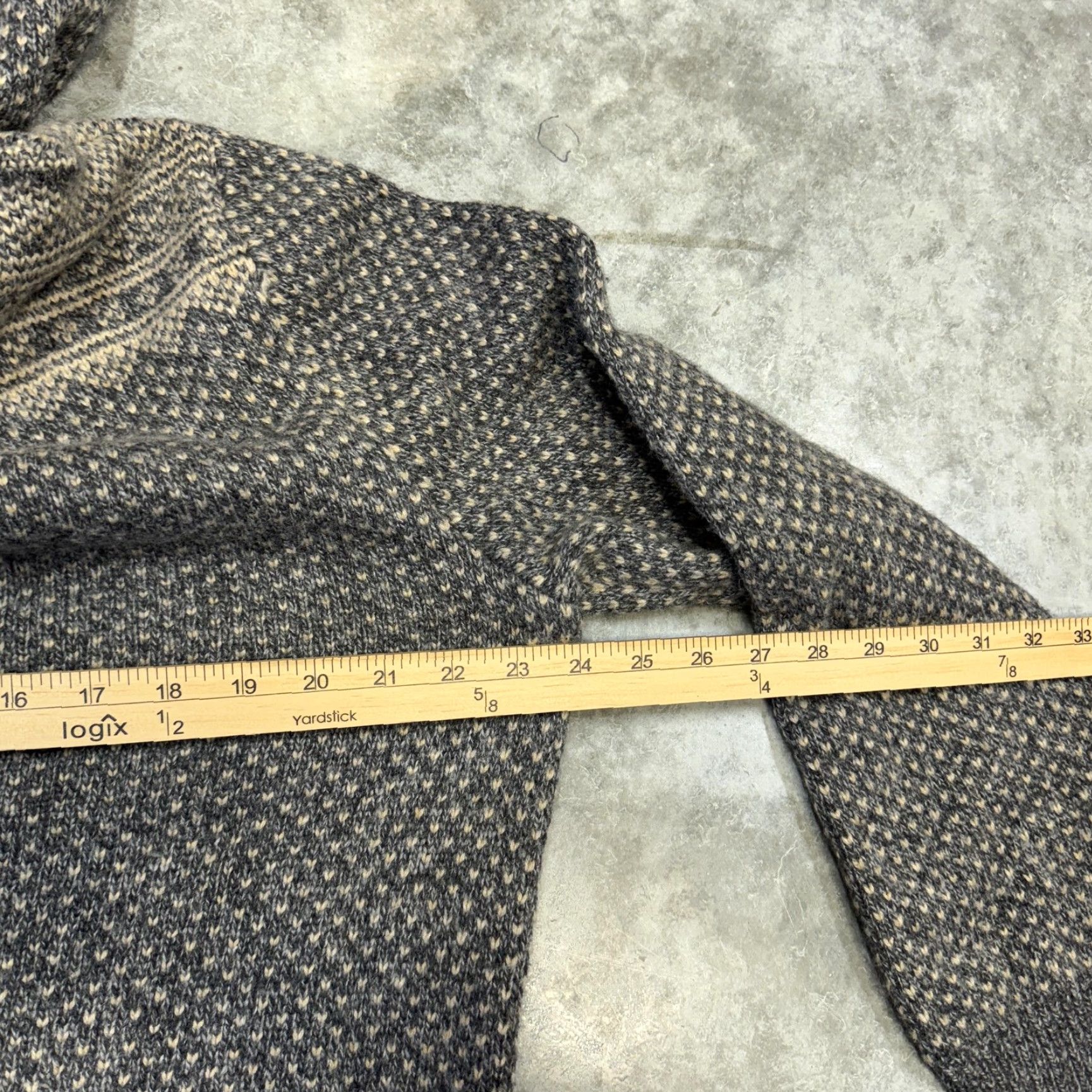 Vintage J. Crew Mercantile Sweater Mens Large Gray Fair Isle Hooded Knit Wool Pullover Size US L / EU 52-54 / 3 - 7 Thumbnail