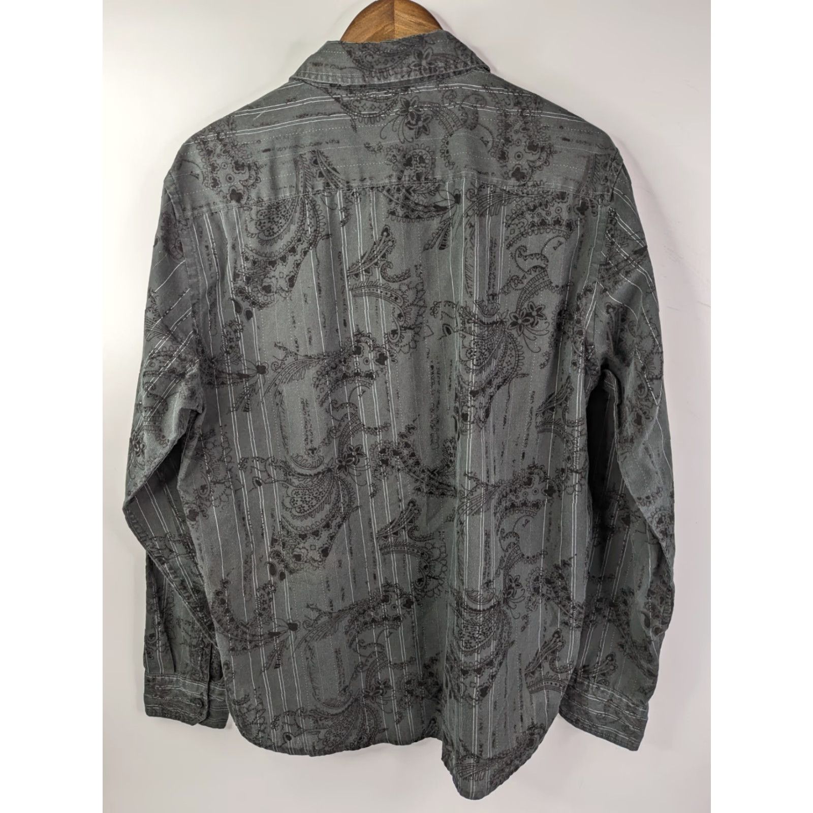 Vintage Helix Black Paisley Long Sleeve Button-Up Collared Shirt Mens XL Chessboard? Size US XL / EU 56 / 4 - 4 Thumbnail