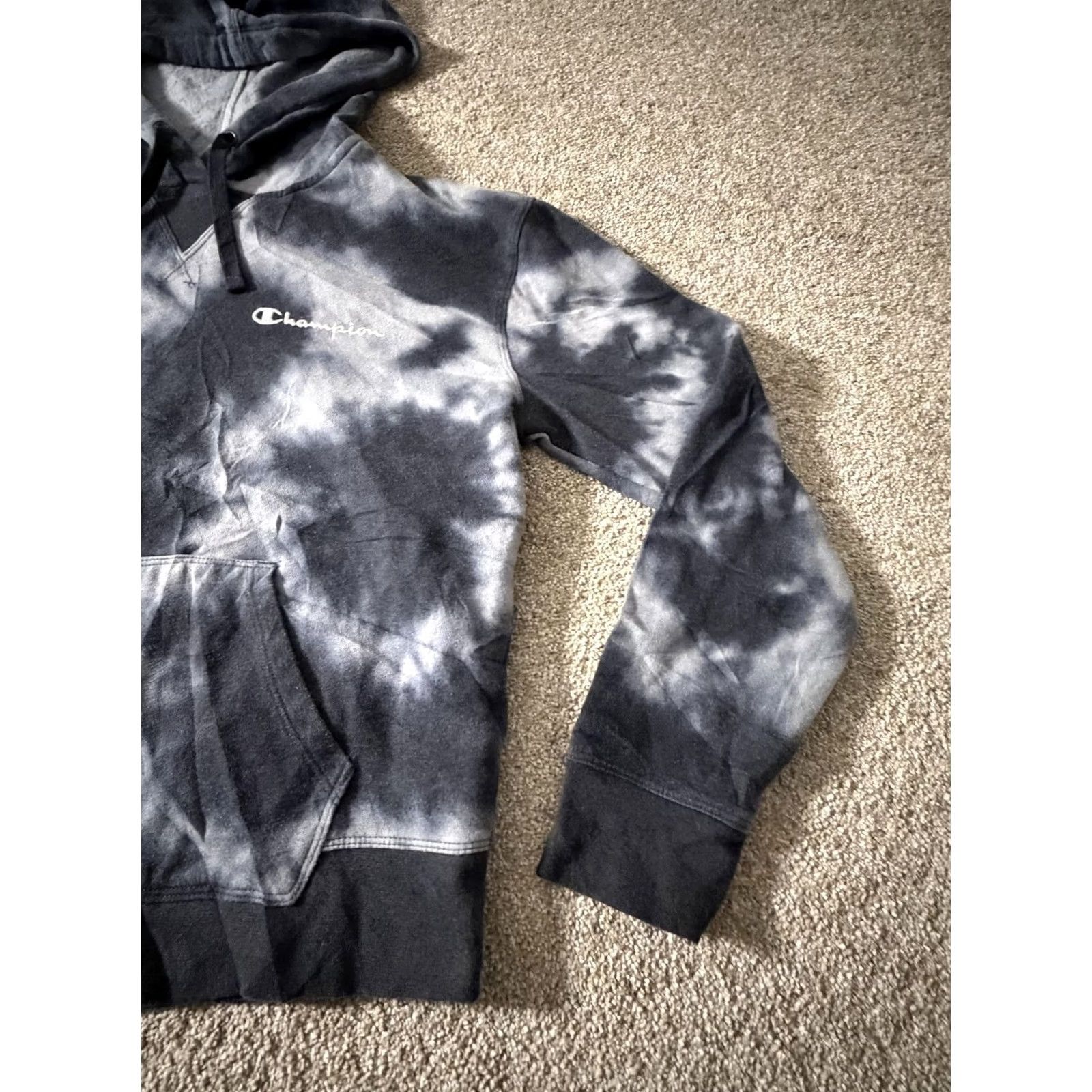 Champion Champion Hoodie Mens Medium Black Tie Dye Fleece Pullover Logo Sweatshirt Size US M / EU 48-50 / 2 - 4 Thumbnail