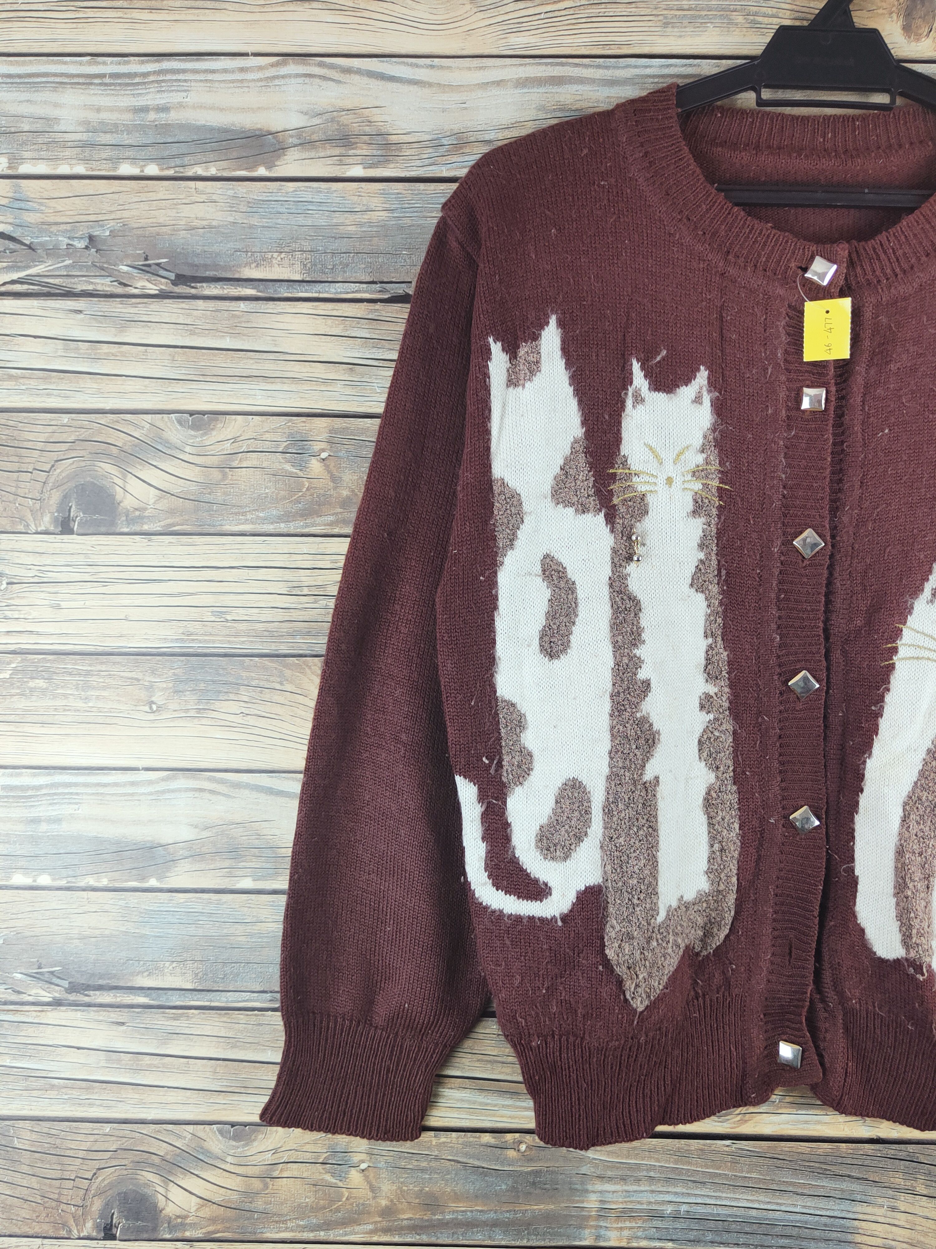 Japanese Brand DL Japan vintage Brown Cat Knitwear Cardigans #46-477 Size M / US 6-8 / IT 42-44 - 4 Thumbnail