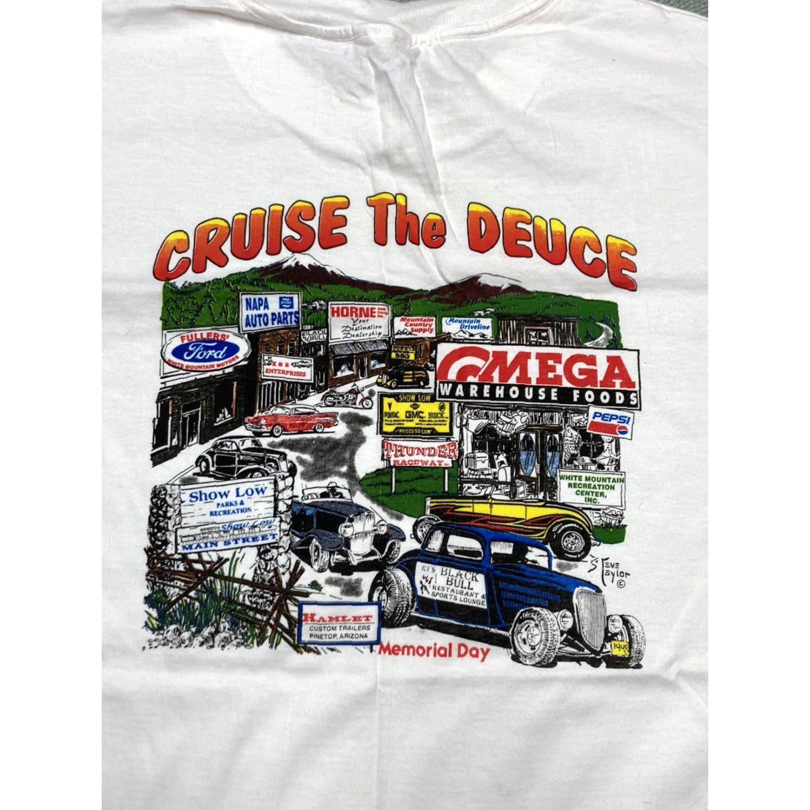 Vintage VINTAGE AriZona Shirt Classic Men XL White Steve Taylor Cars Hot Rod Cruise the Deuce T-Shirt Size US XL / EU 56 / 4 - 2 Thumbnail