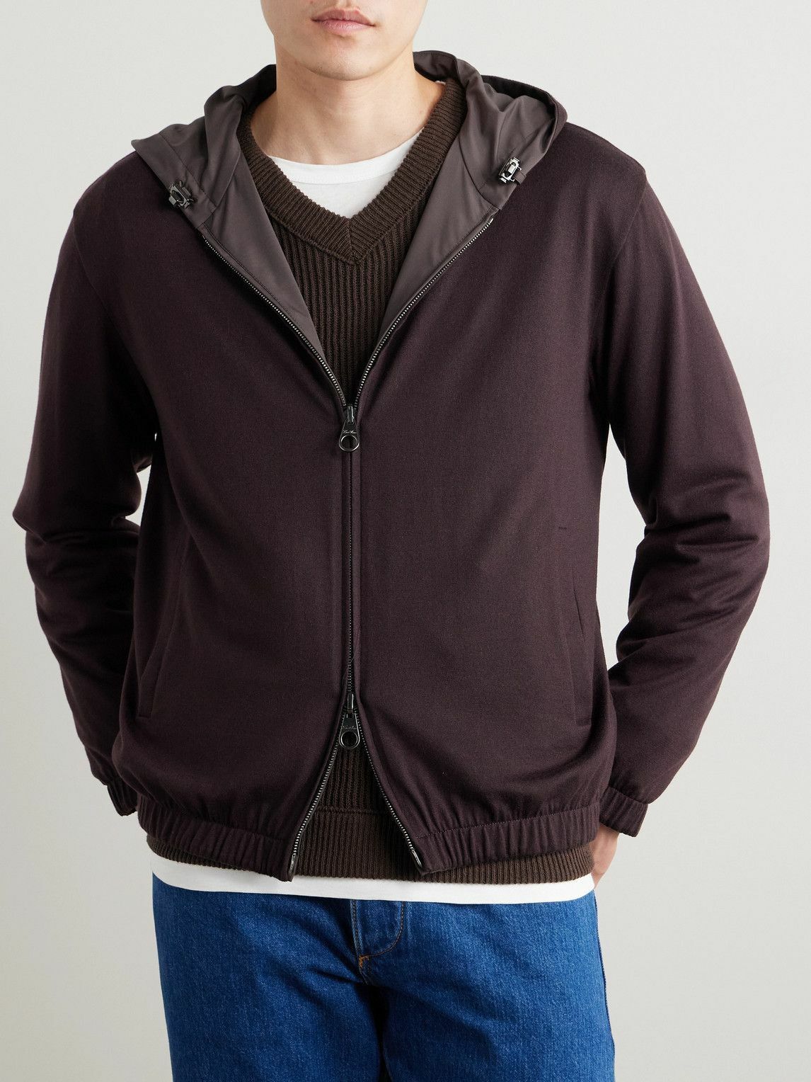 Loro Piana o1srvl11e0526 Reversible Zip-Up Hooded Jacket in Brown Size US XL / EU 56 / 4 - 4 Thumbnail