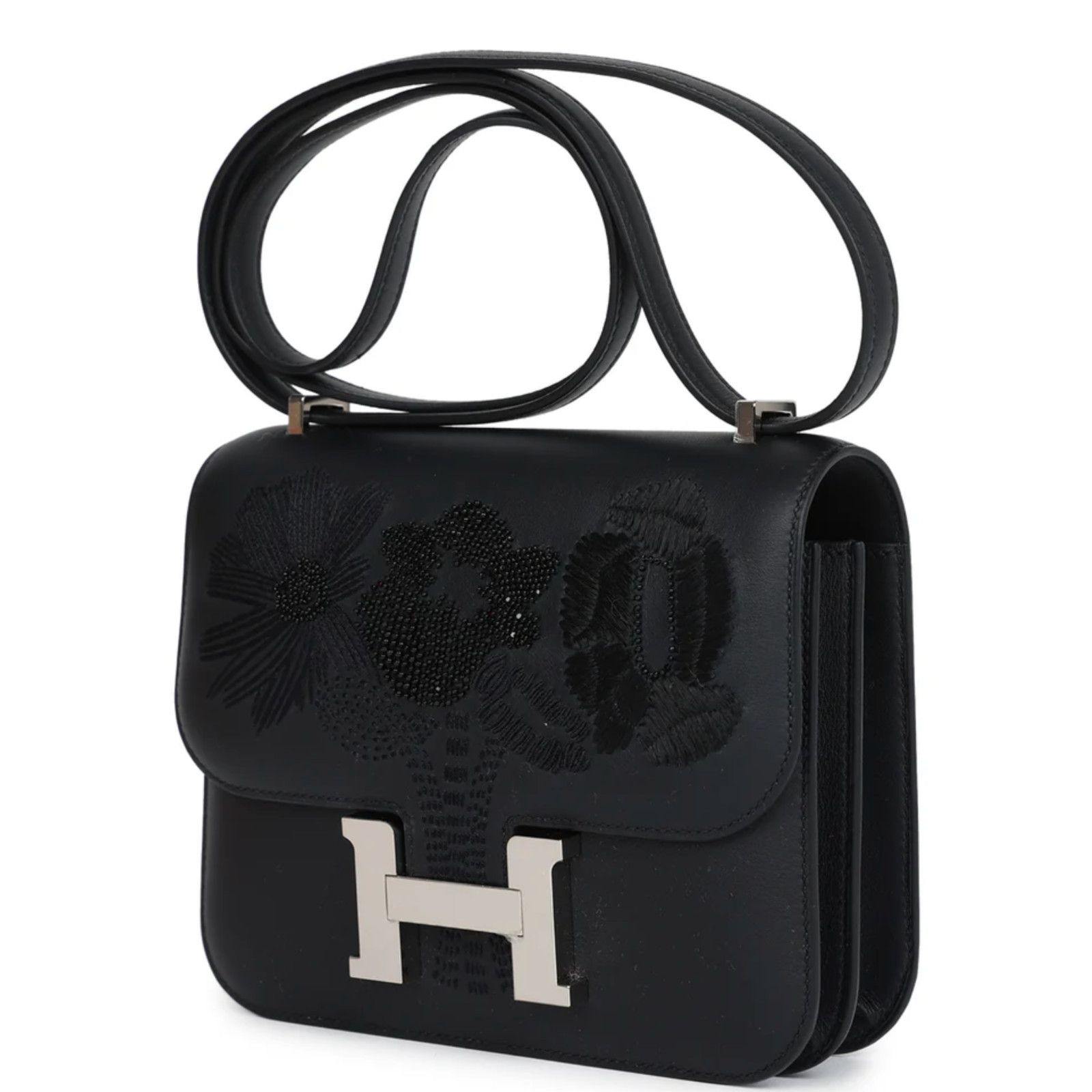Hermes Hermes Constance Black Embroidered Palladium Hardware Bag Size ONE SIZE - 7 Thumbnail