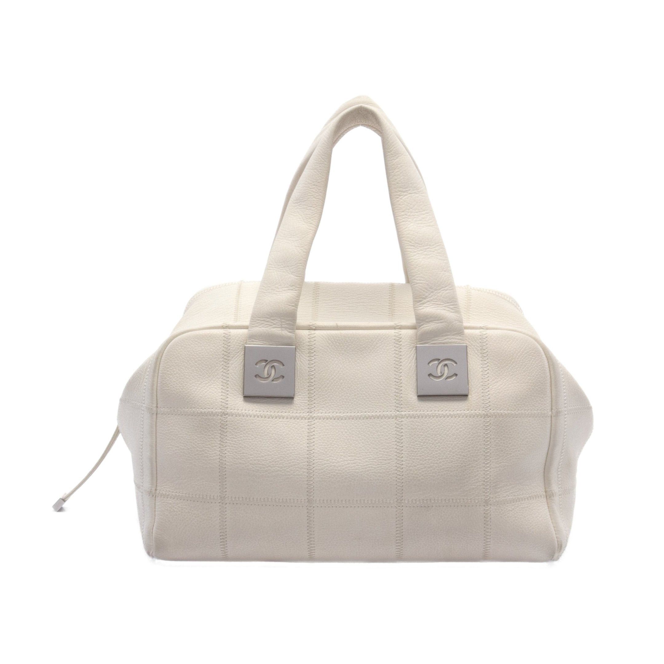 Chanel Chanel Chocolate Bar Mini Boston Bag Soft Caviar Skin Off White Silver Hardware Size ONE SIZE - 1 Thumbnail