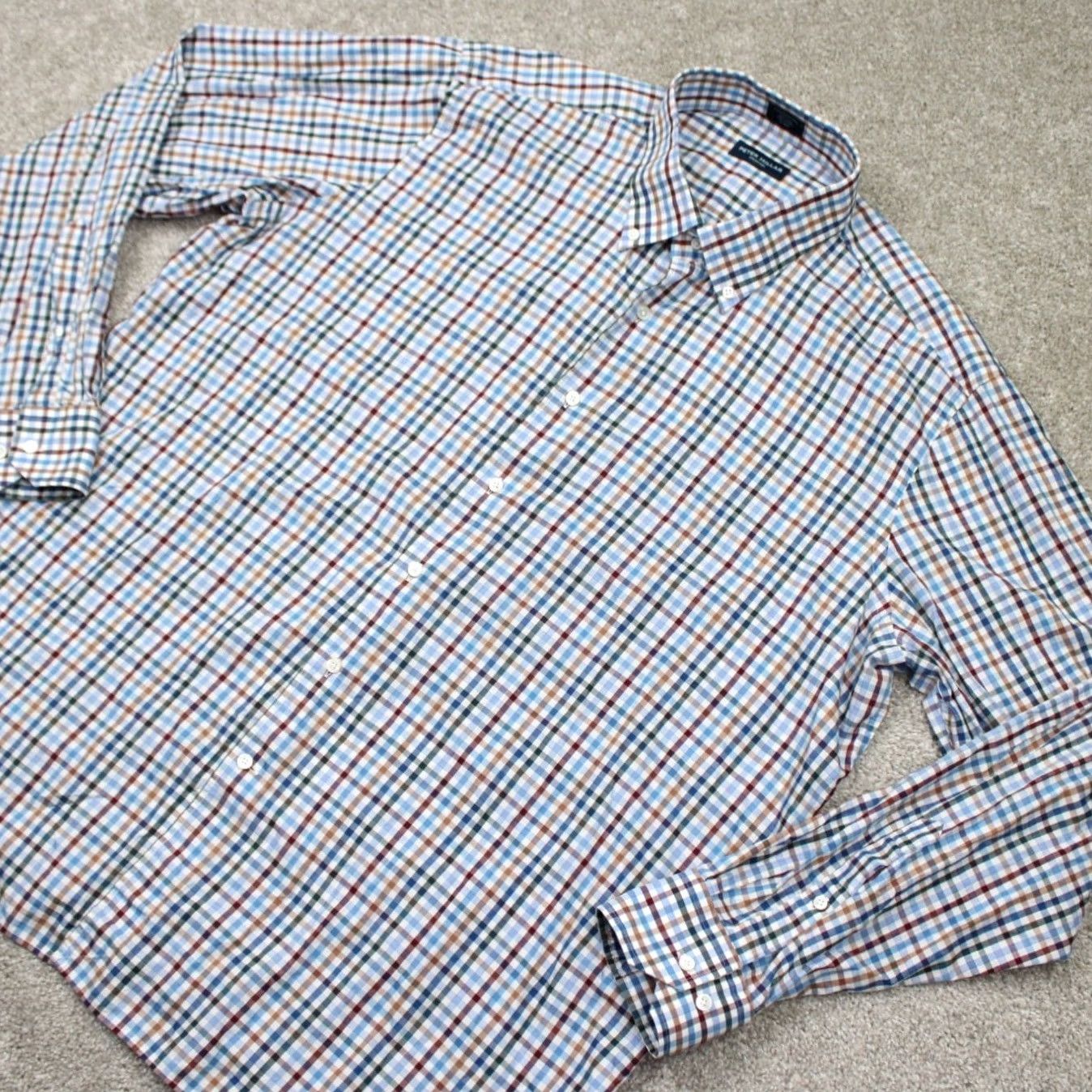 Peter Millar Peter Millar Collection Shirt Mens 2XL Blue Plaid Cotton L/S Button-Up | Button-Down Casual Formal Workwear Men 2XL XXL Regular Button-Up Shirt Size US XXL / EU 58 / 5 - 4 Thumbnail