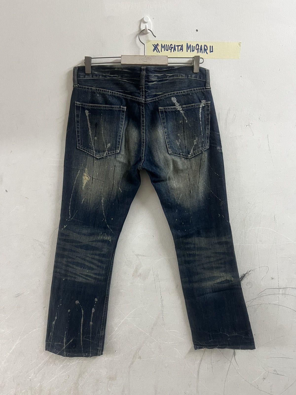Japanese Brand THRASHED UNKNOW RIPPED SPLUTTER DENIM PANT Size US 34 / EU 50 - 9 Thumbnail