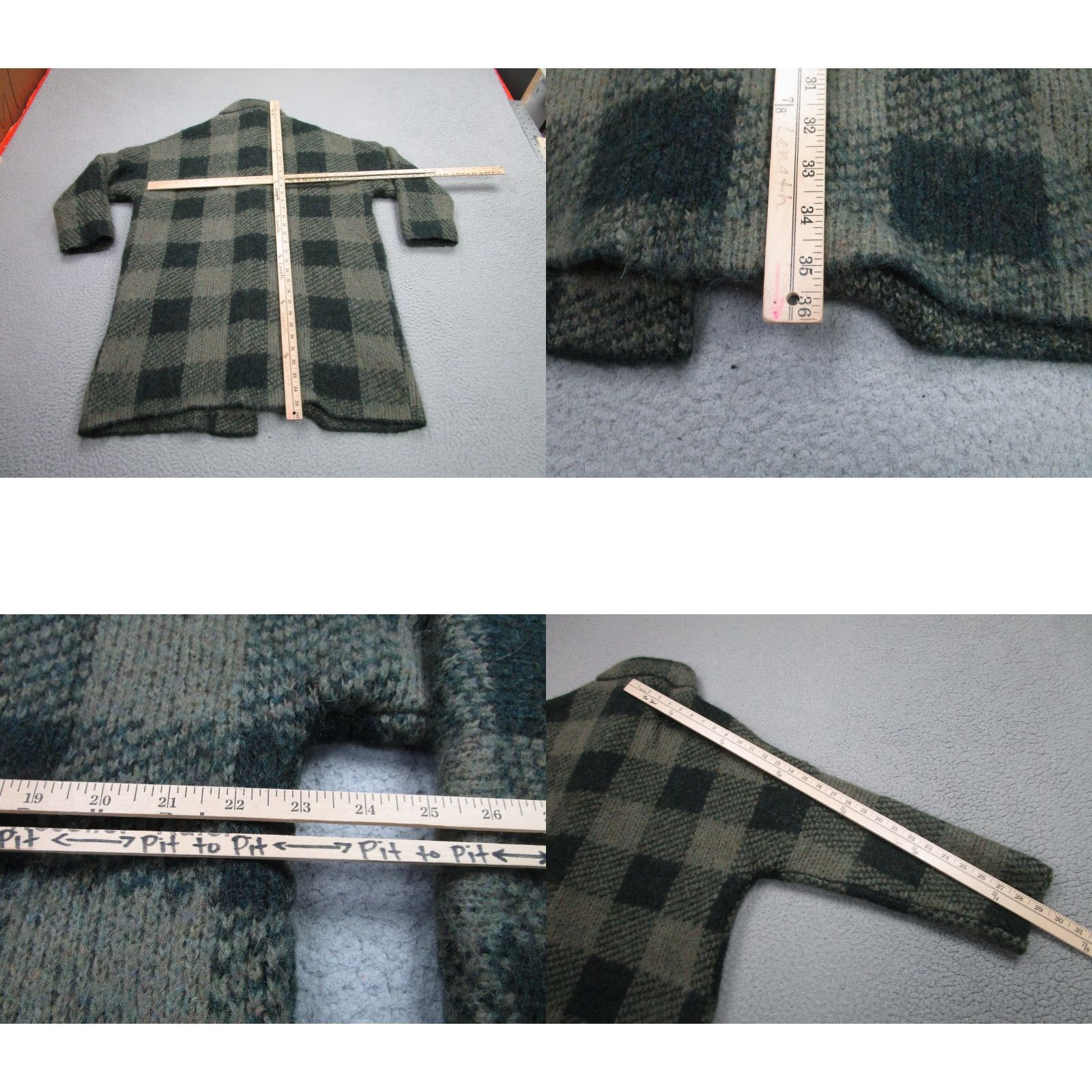Rag & Bone VINTAGE? No. Rag & Bone Coat Womens XXS Green Mohair Check Zip Front Lined Pockets Overcoat Size XXS / US 00 / IT 34 - 9 Thumbnail