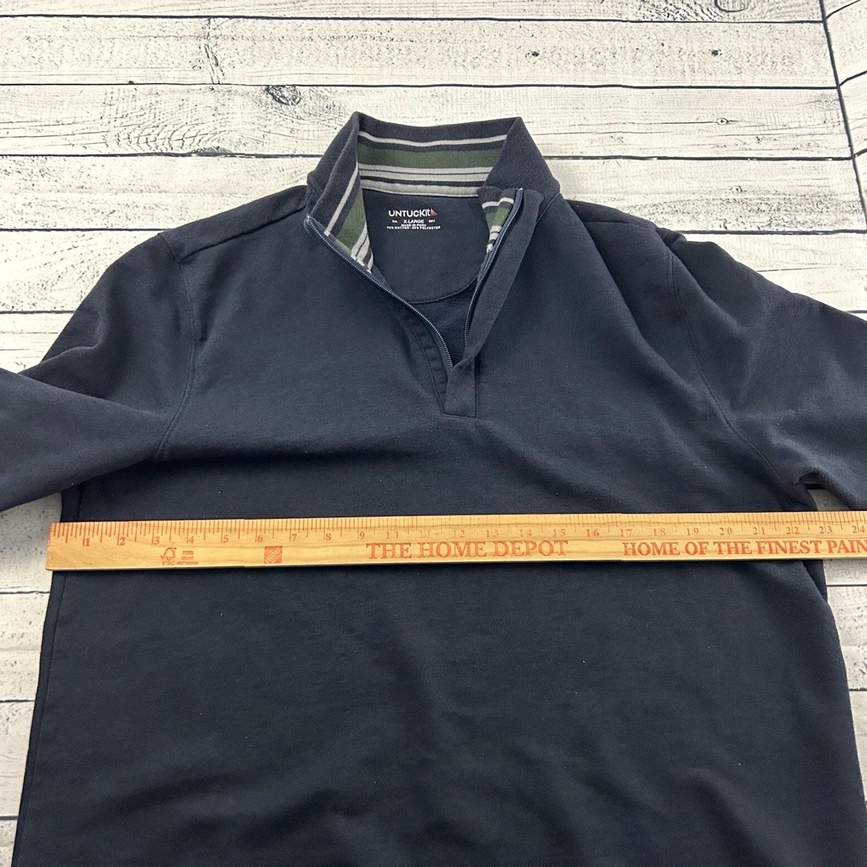UNTUCKit UNTUCKit 1/4 Zip Pullover Sweatshirt Mens XL Blue Shirt Size US XL / EU 56 / 4 - 4 Thumbnail