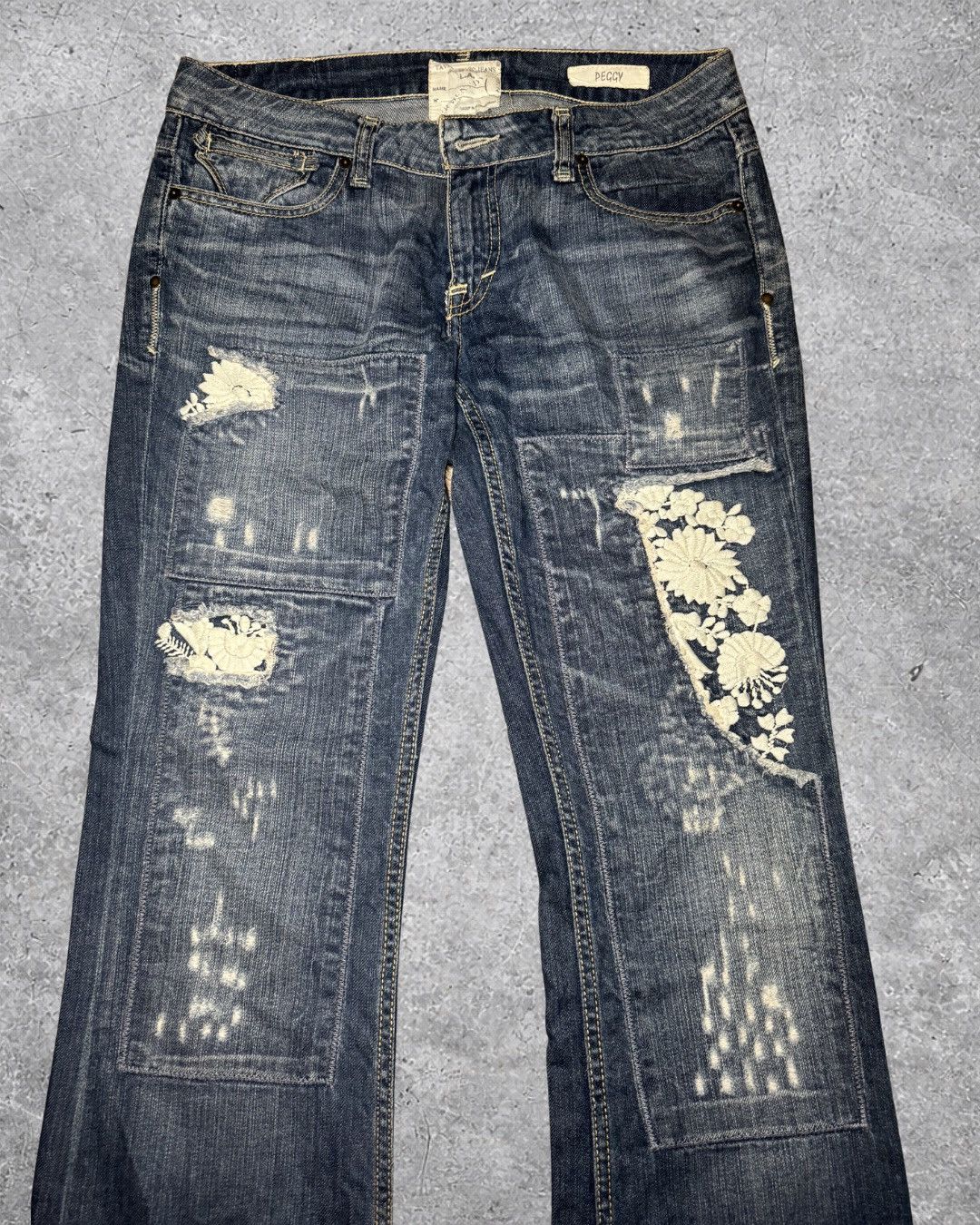 Ben Taverniti Unravel Project Vintage Taverniti Peggy Patch Distressed Grunge Jeans Size US 32 / EU 48 - 4 Thumbnail