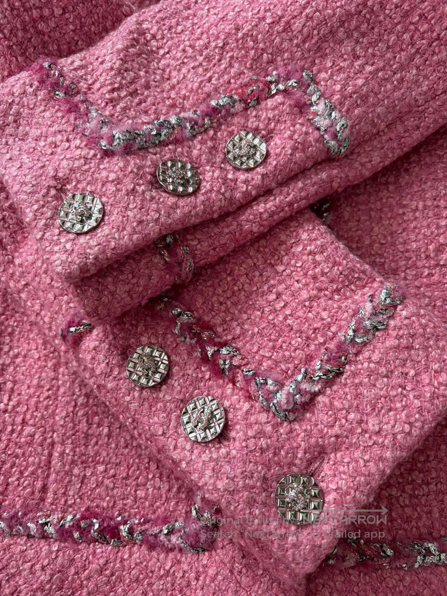 Chanel Chanel 22A Pink Tweed Mid-Length Coat. Size US S / EU 44-46 / 1 - 4 Thumbnail