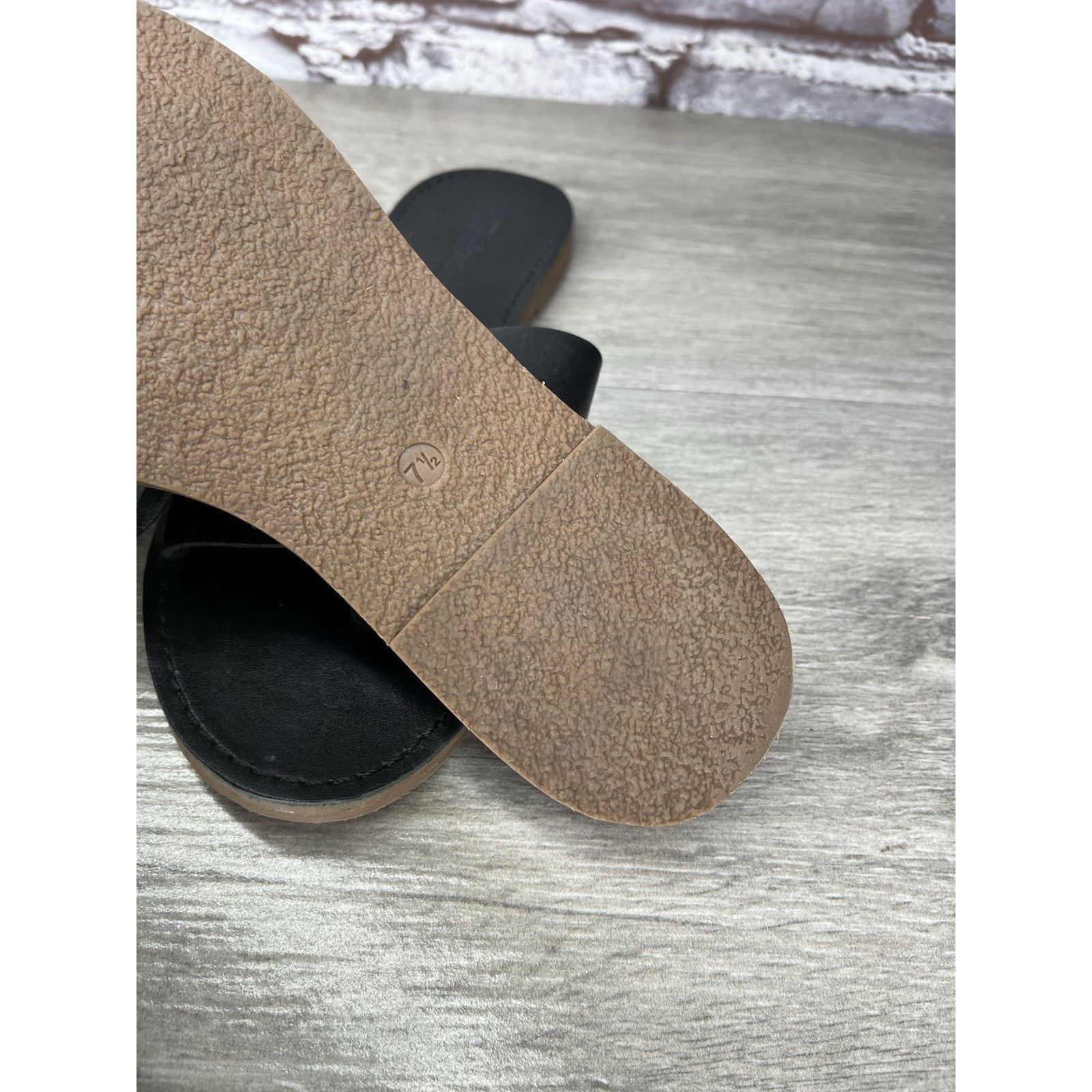 Madewell Madewell The Boardwalk Post Slides Black Leather Sandals Wom Size US 7.5 / IT 37.5 - 10 Thumbnail