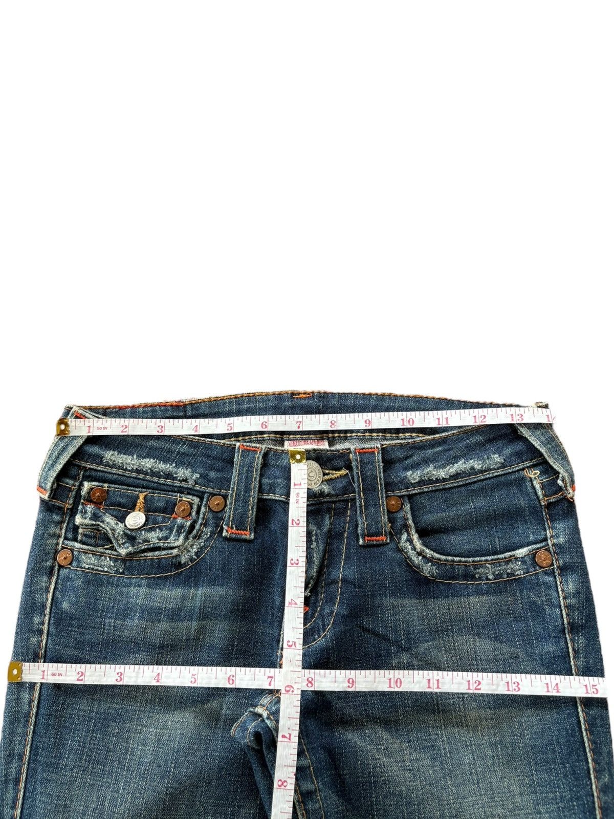True Religion Vintage Y2K True Religion Joey Distress Low Rise Flare Jeans Size 28" / US 6 / IT 42 - 6 Thumbnail