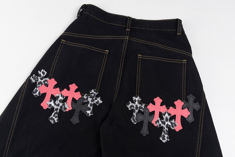 Jean Men's American Retro Cross-Embroidered Curved-Leg Jeans Size US 32 / EU 48 - 5 Thumbnail
