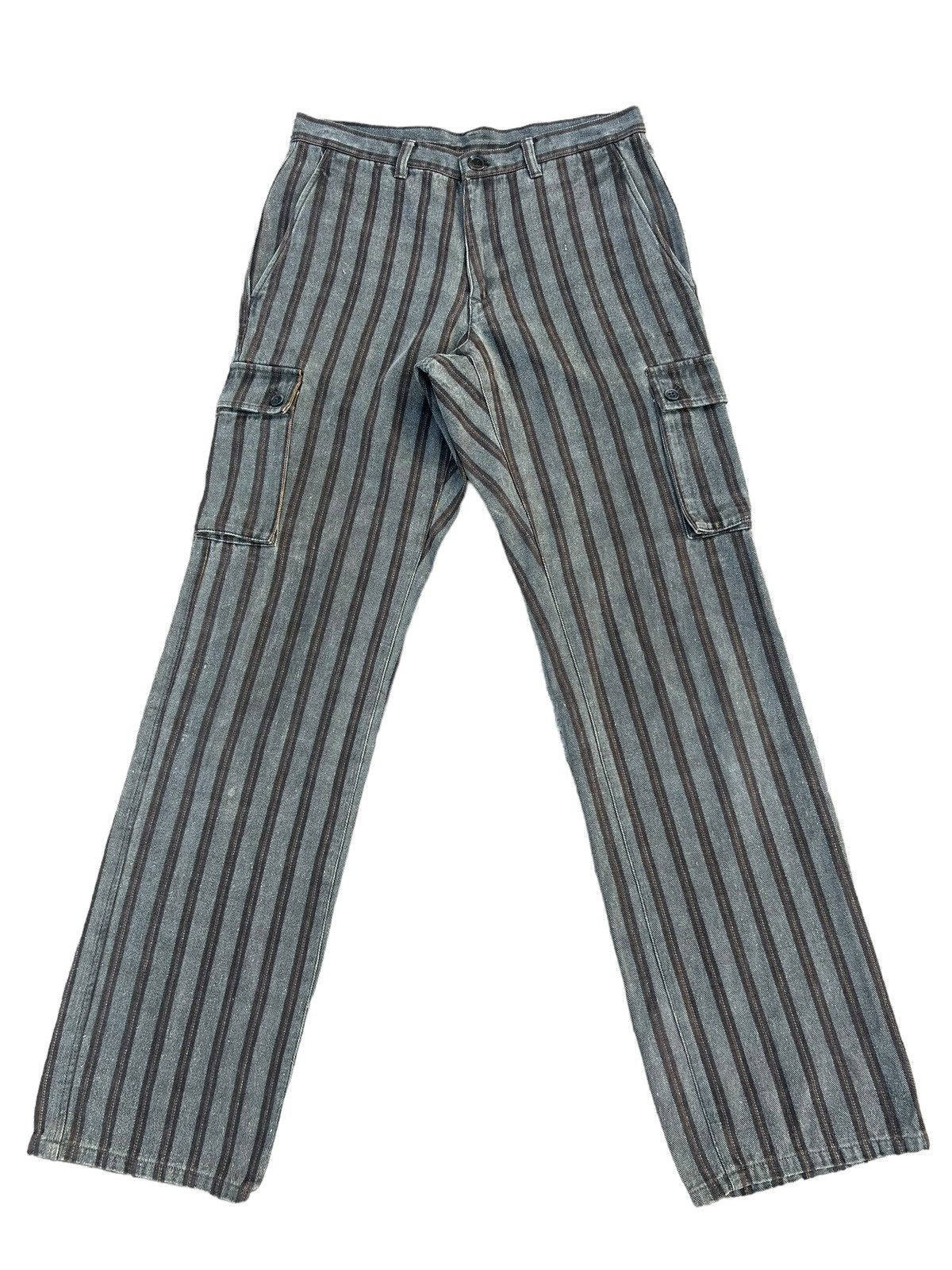 Comme Ca Ism Comme Ca Ism Japan Waxed Striped Denim Cargo Pant Size US 29 - 1 Thumbnail