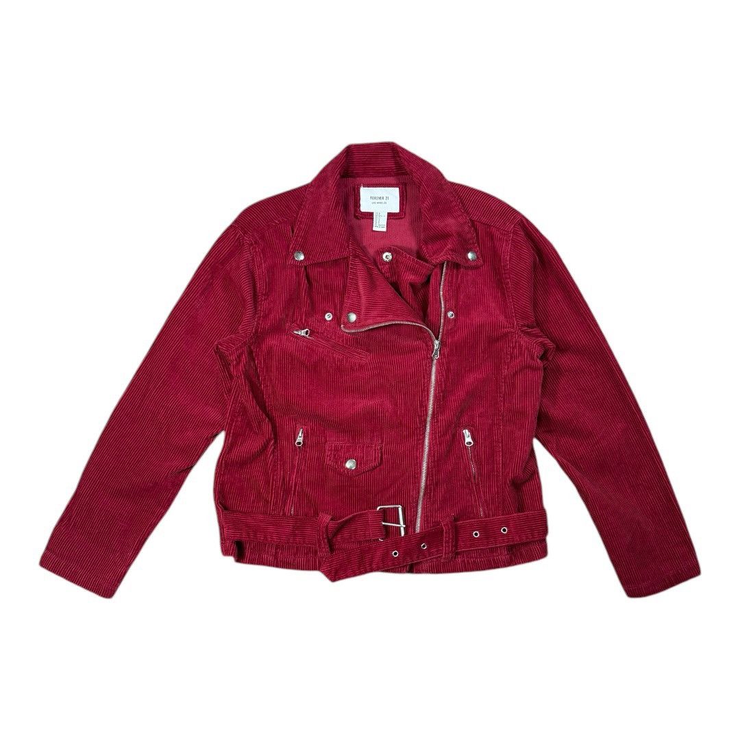 Forever 21 Forever 21 Corduroy Jacket Biker Belt /Zippers / Pockets Size S / US 4 / IT 40 - 1 Thumbnail