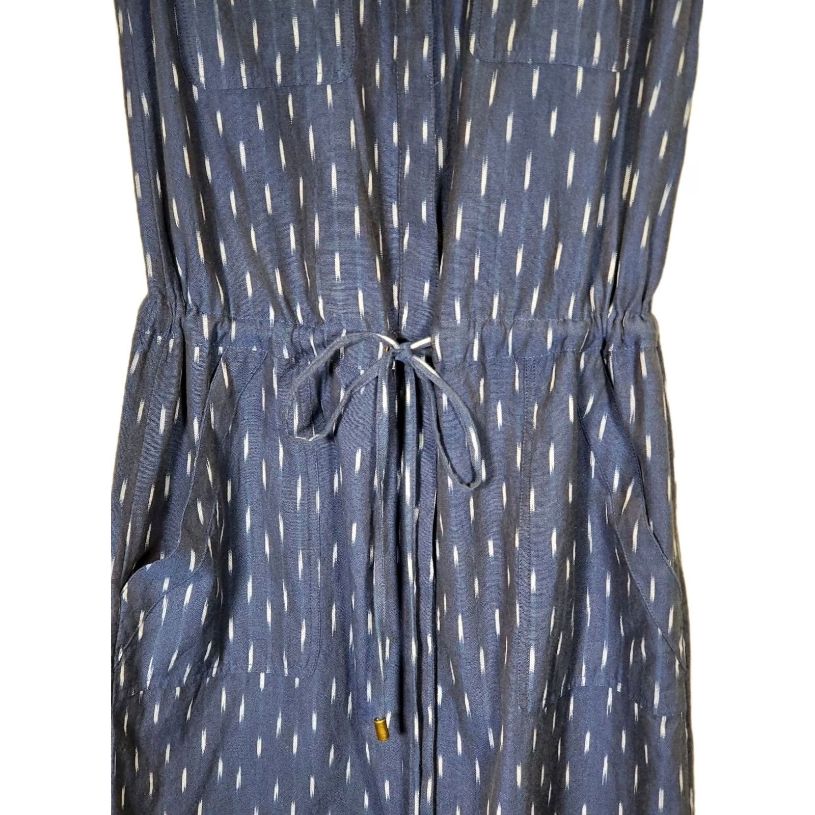 Faherty Faherty Saylor Dress Midi Midnight Ikat Drawstring Pockets Women's XS New Size XS / US 0-2 / IT 36-38 - 7 Thumbnail