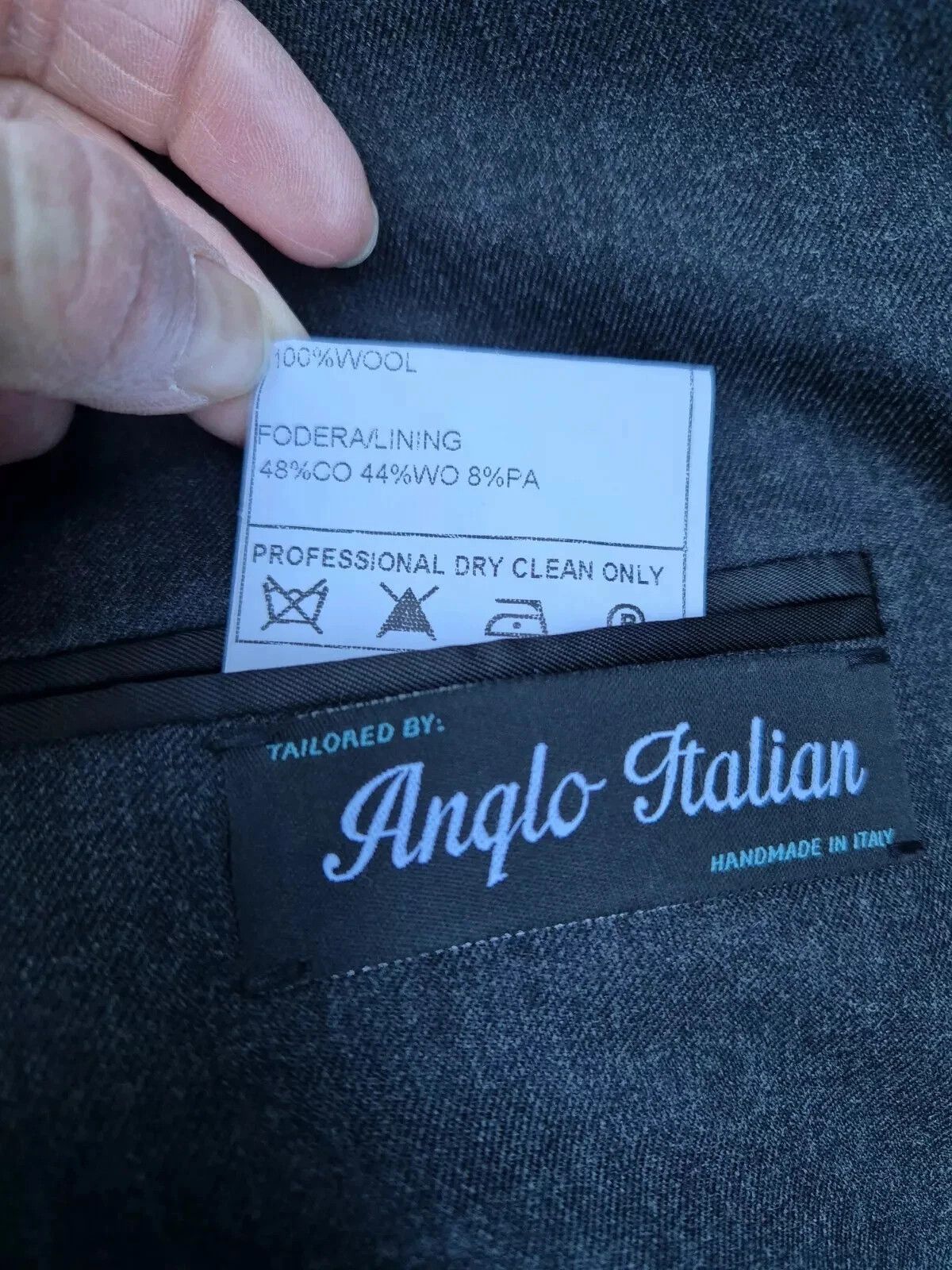 Anglo-Italian Anglo Italian BLAZER (EU 46) / (US 36) grey 100% wool BNWOT Size 36R - 13 Thumbnail