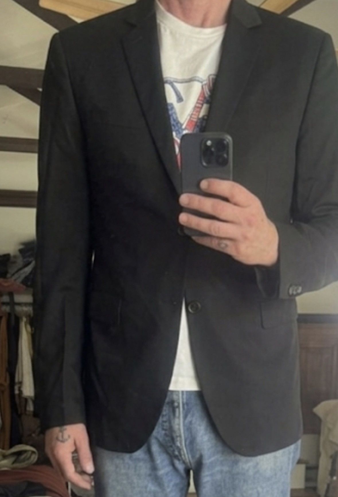 Costume National Costume National Homme Black Wool/Silk Minimalist Blazer 50 Size 40R - 11 Thumbnail