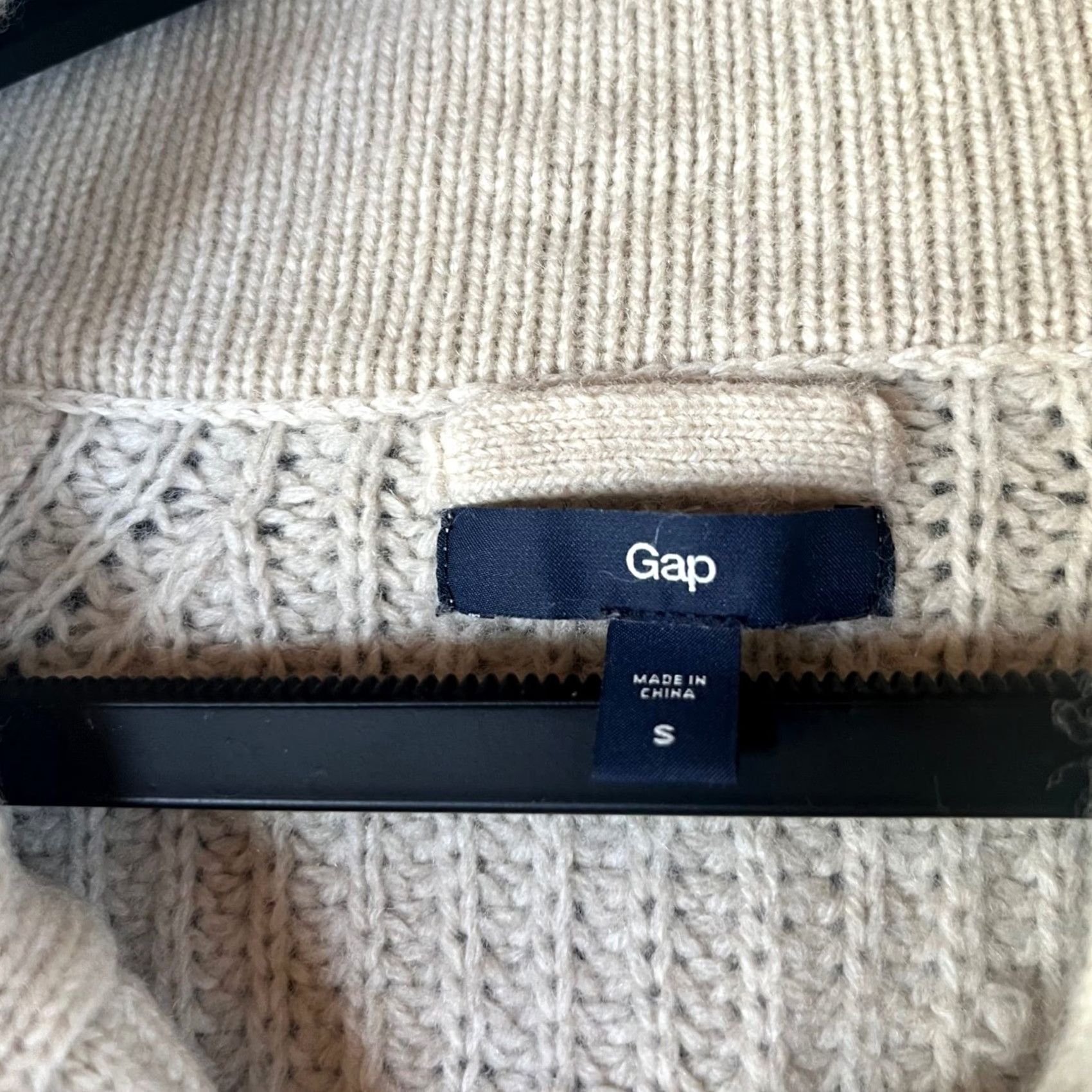Gap Gap Cardigan Wool Blend Double Breasted Shawl Collar Sweater - Cream - Womens S, Ivory, Cable-Knit, Button, Long Sleeve Size S / US 4 / IT 40 - 3 Thumbnail
