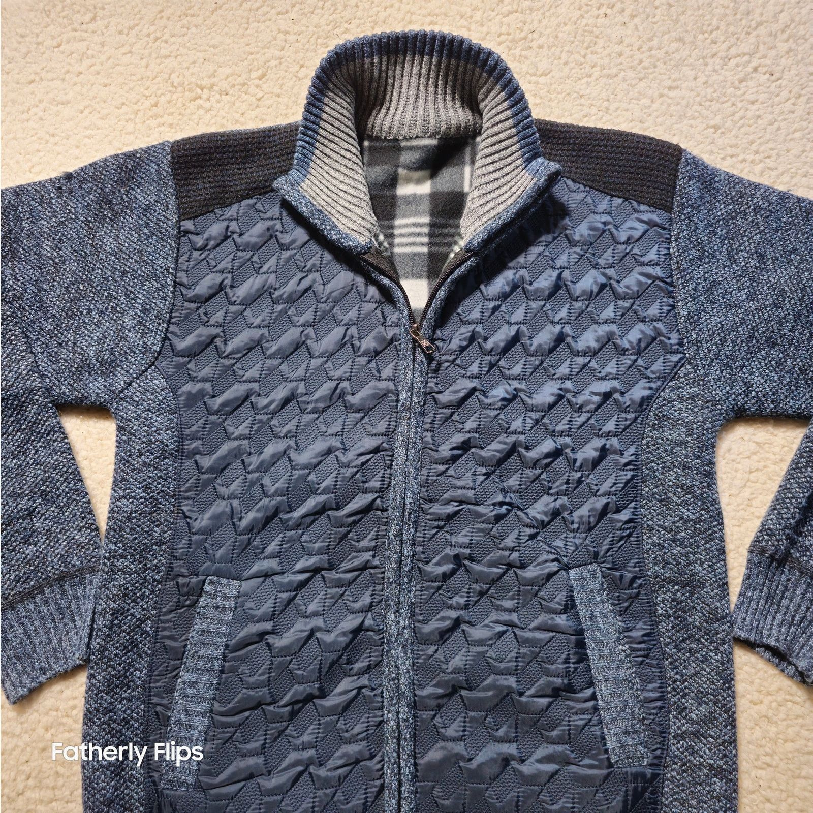 Other Msmsse Men's Blue Fleece Lined Textured Sweater Jacket L Size US L / EU 52-54 / 3 - 2 Thumbnail