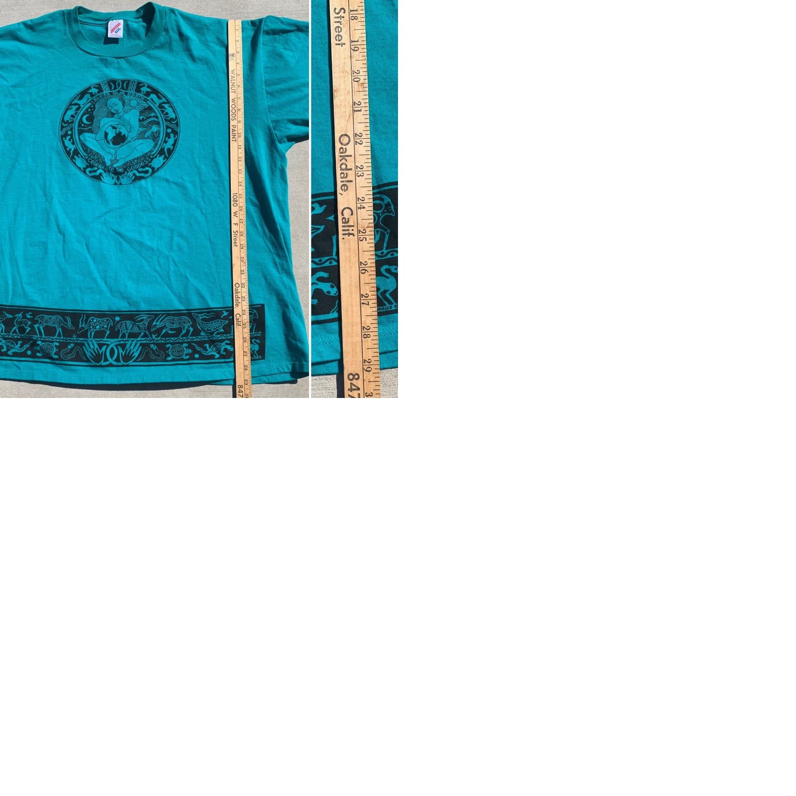 Jerzees VINTAGE Jerzees T-Shirt Unisex Adults 3XL Green Graphic Print 80s 90s Nature Animals Goddess Bless Our Earth Size US XXL / EU 58 / 5 - 9 Thumbnail