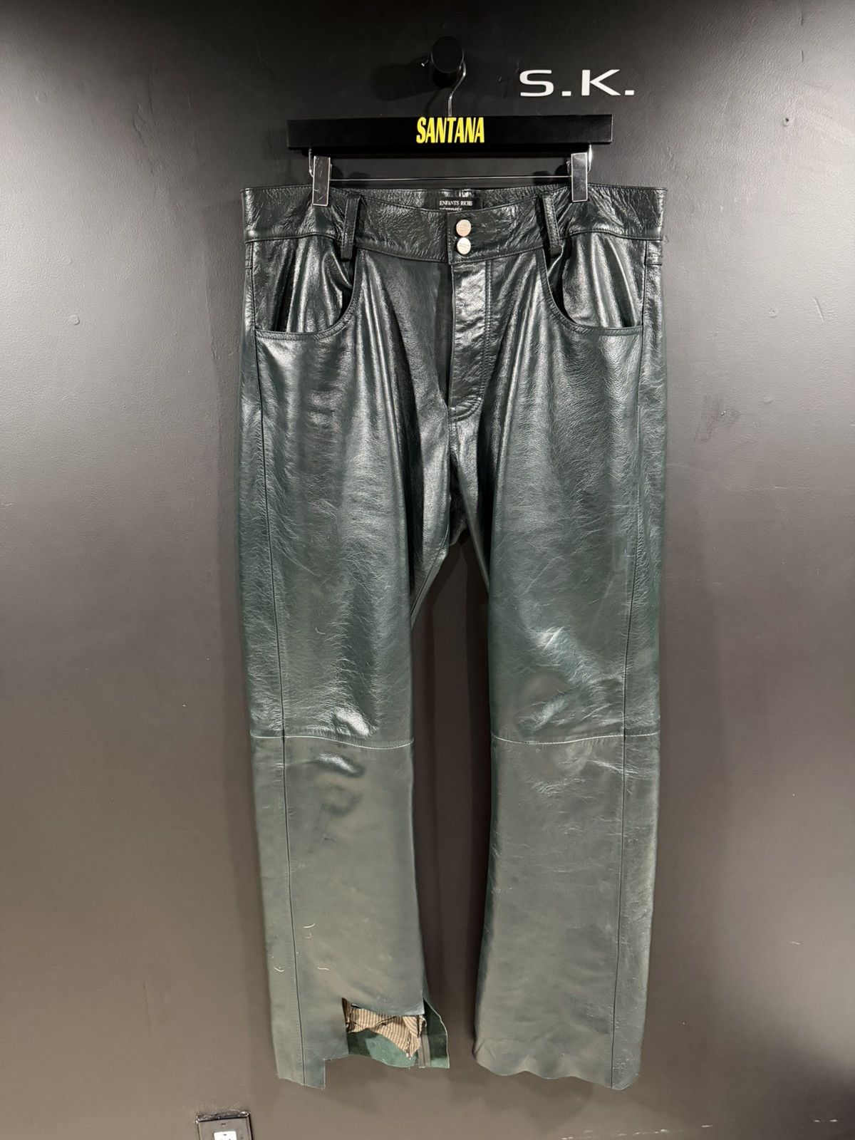 Enfants Riches Déprimés Long Night Green Leather Pants 36
