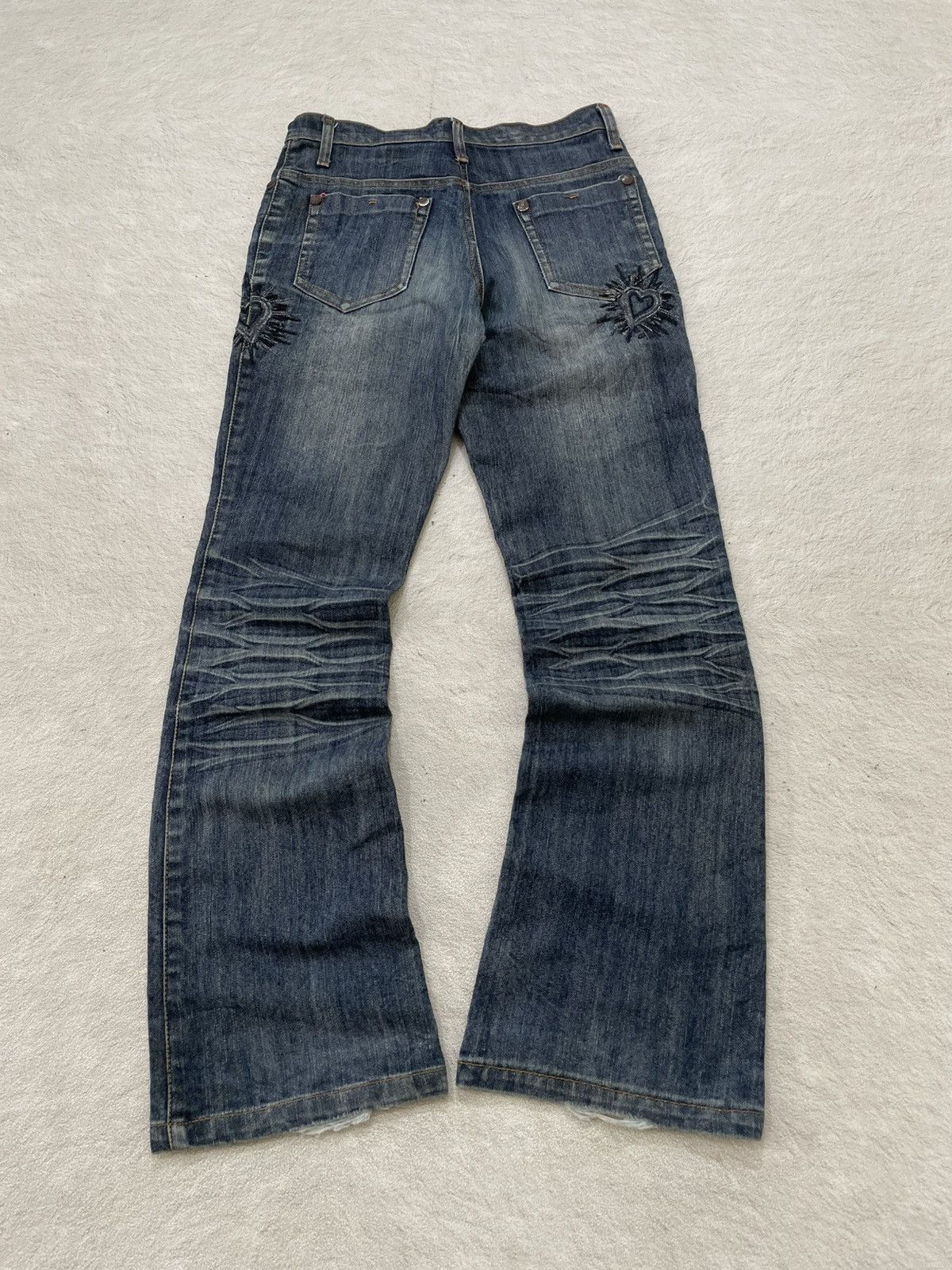 Japanese Brand 2000s Number Nine Heart Cry Flare Denim Heavy Denim Y2K Size 28" / US 6 / IT 42 - 7 Thumbnail