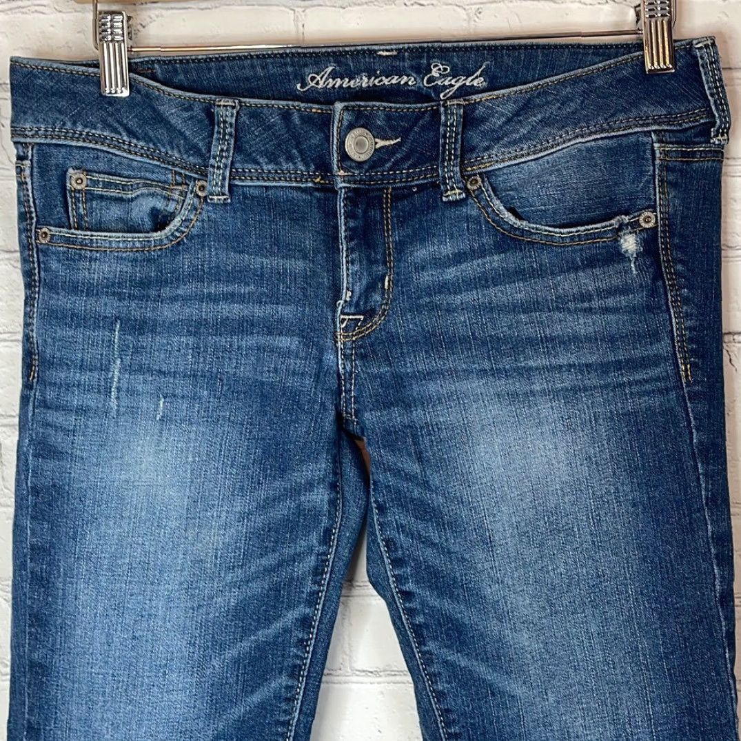 Vintage American Eagle Women’s Slightly Distressed Slim Bootcut Jeans 8 Blue Size 30" / US 8 / IT 44 - 2 Thumbnail