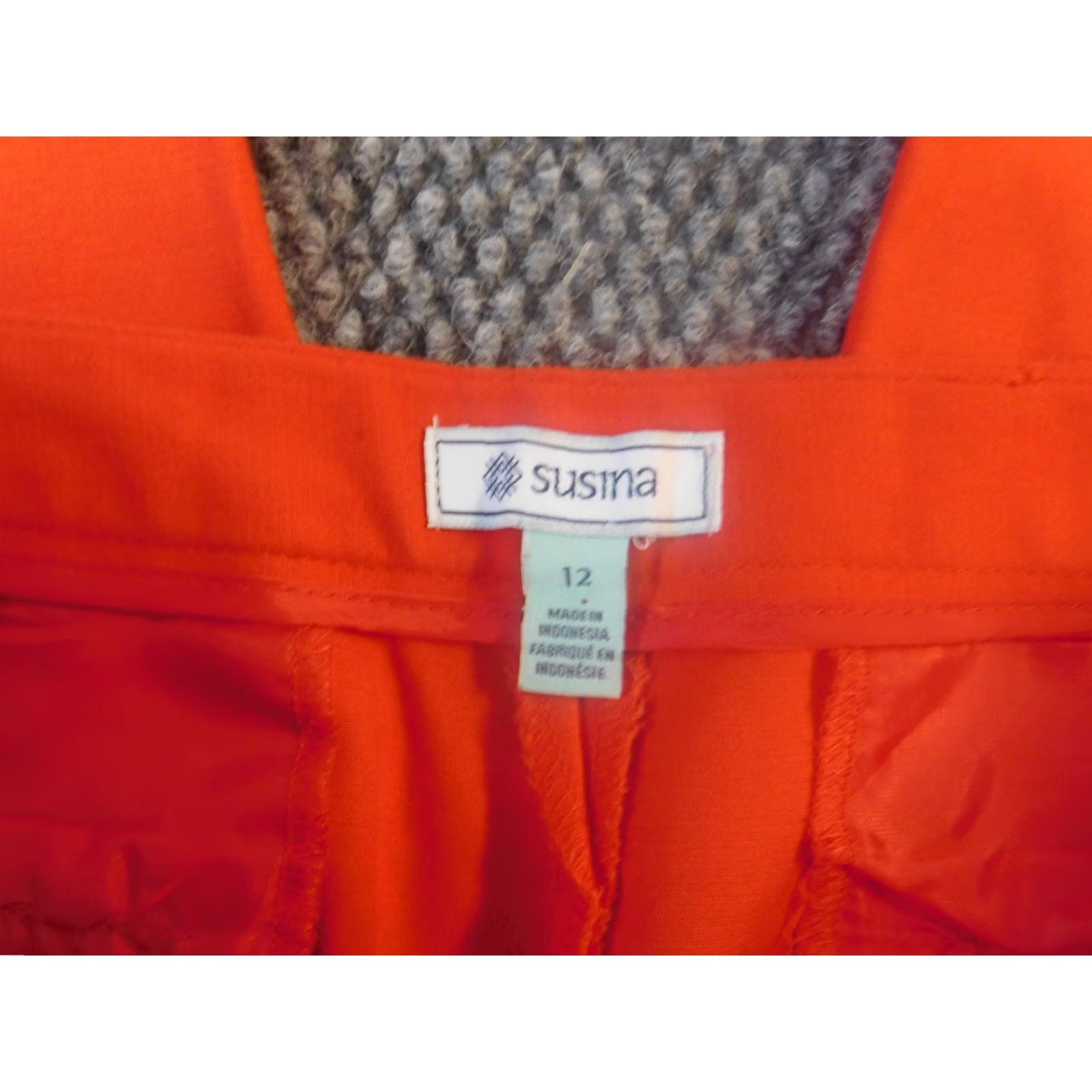 Vintage susina Womens Pants 12 Orange Straight Classic Pants Women Regular 12 Orange Knit Cotton Spandex Straight Leg 25in Inseam Dress Pants Casual Size 24" / US 00 / IT 34 - 3 Thumbnail